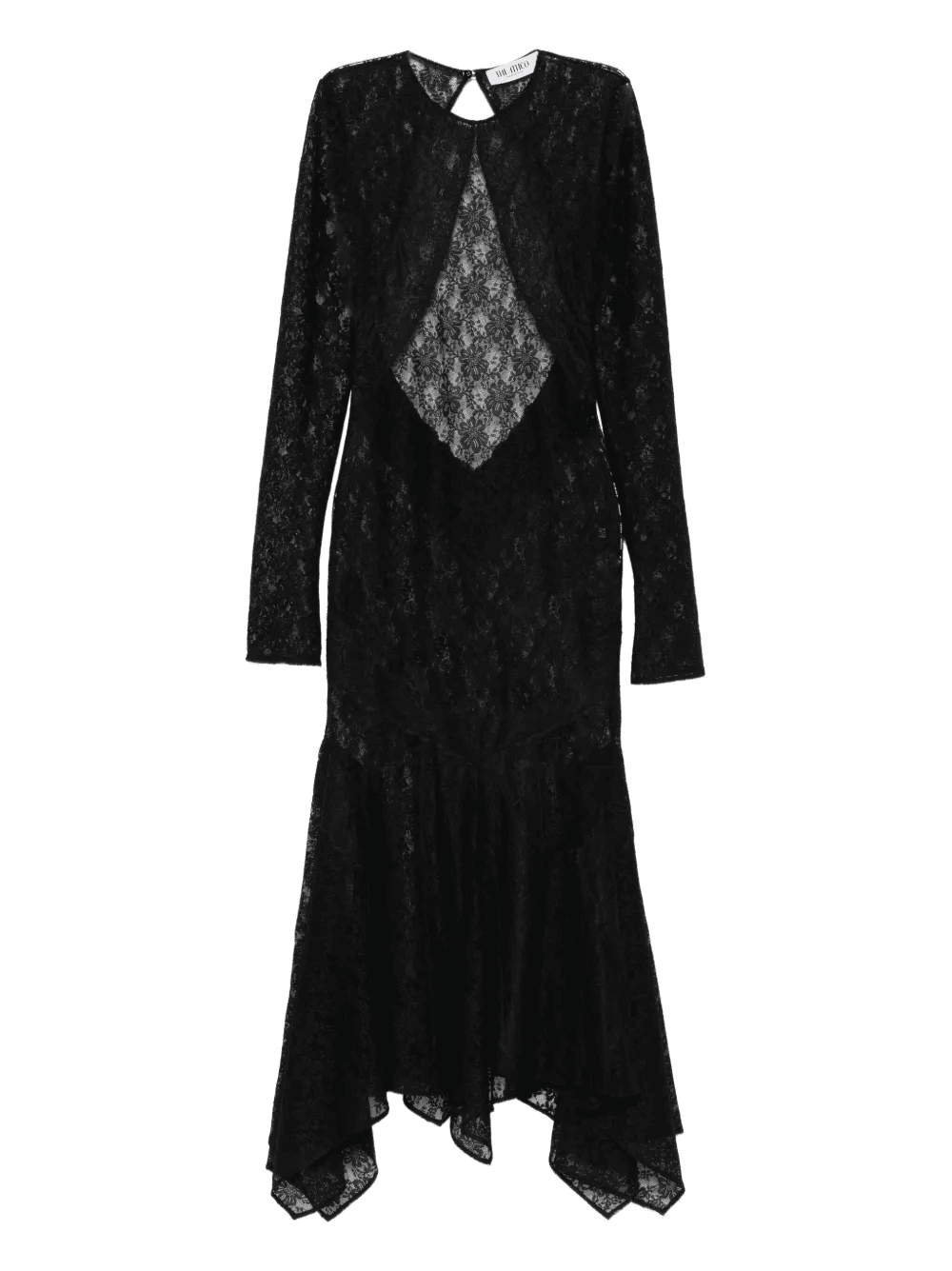 lace asymmetric-hem midi dress - Image 1