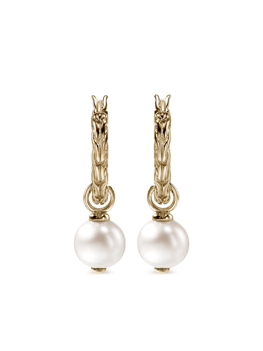 14kt yellow gold JH Essential pearl hoop earrings - Image 1