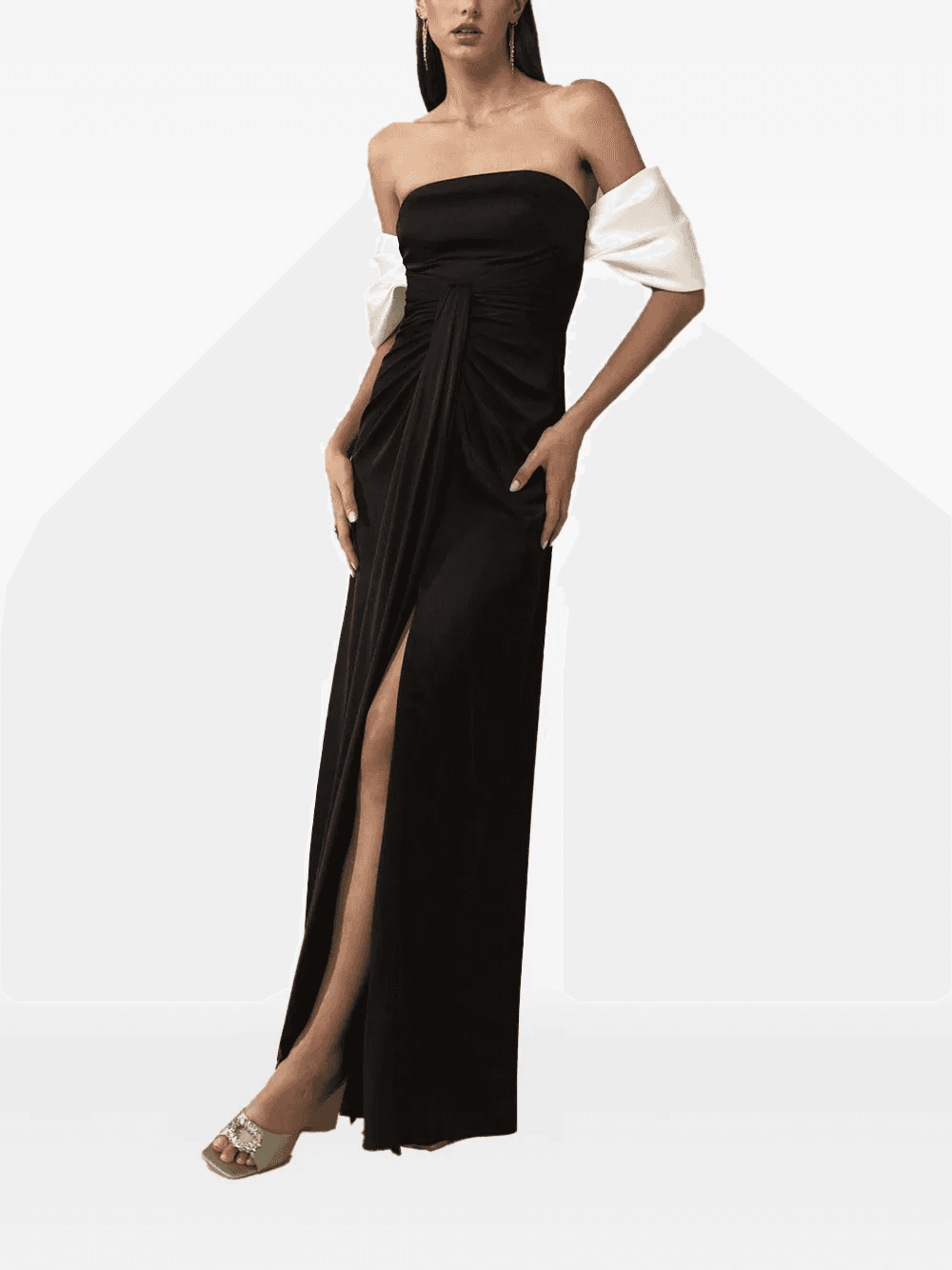 off-shoulder draped dress - Image 1