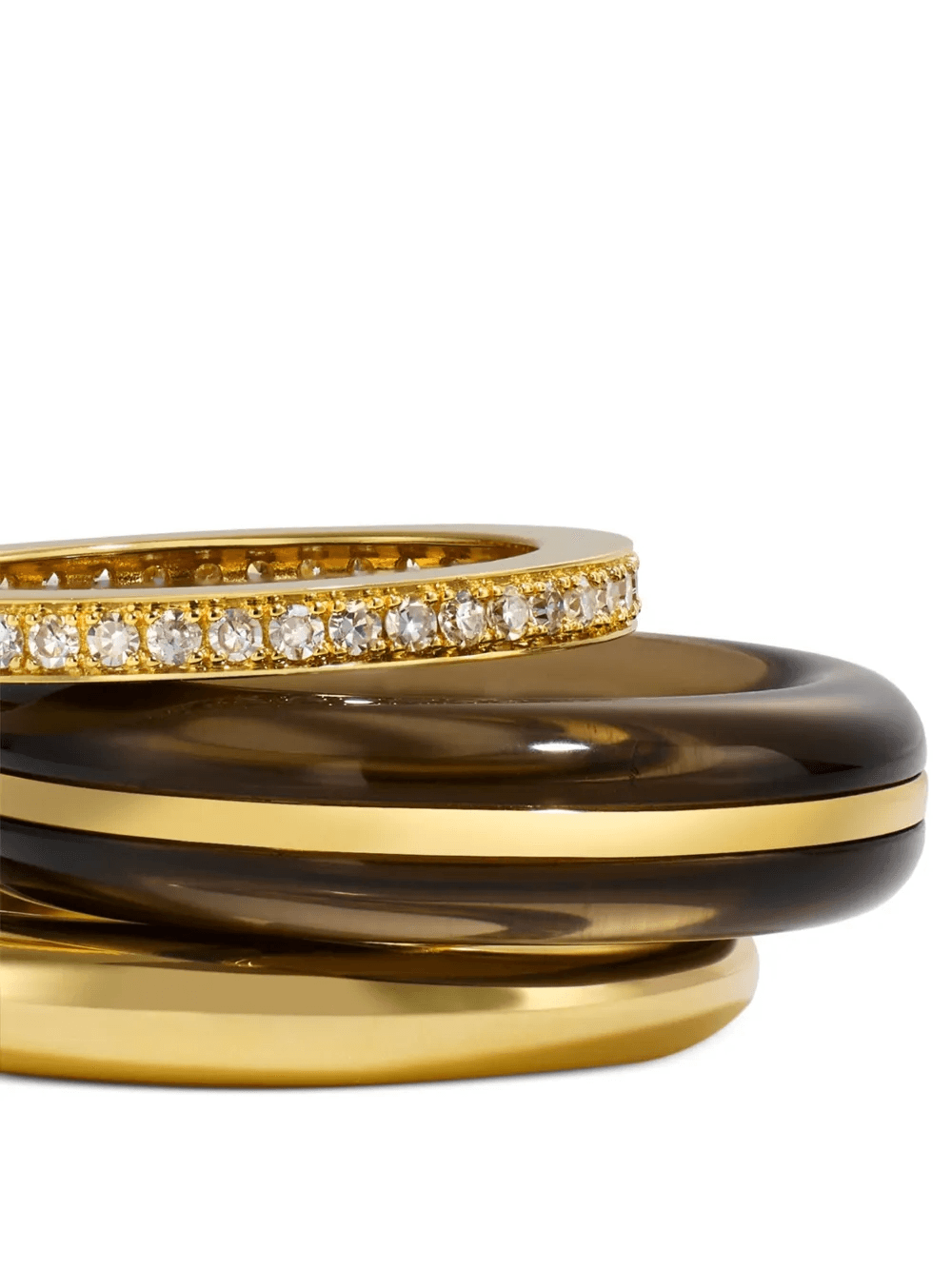 14K gold diamond and quartz ring stack - Image 1