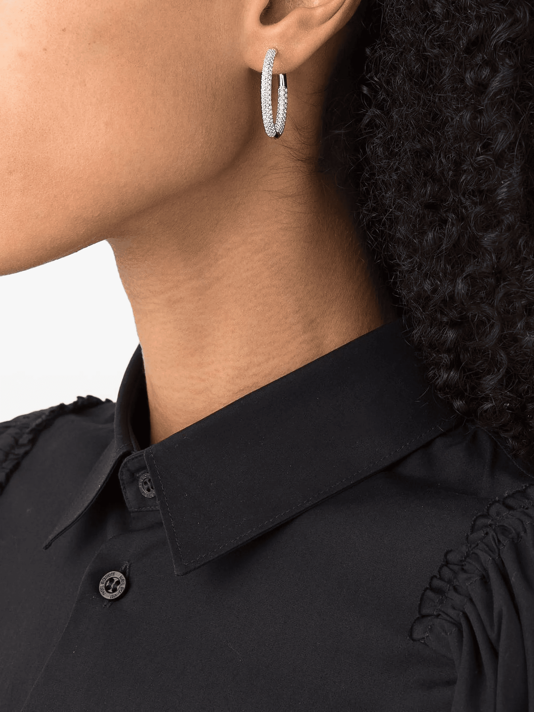 18K white gold hoop diamond earrings - Image 1