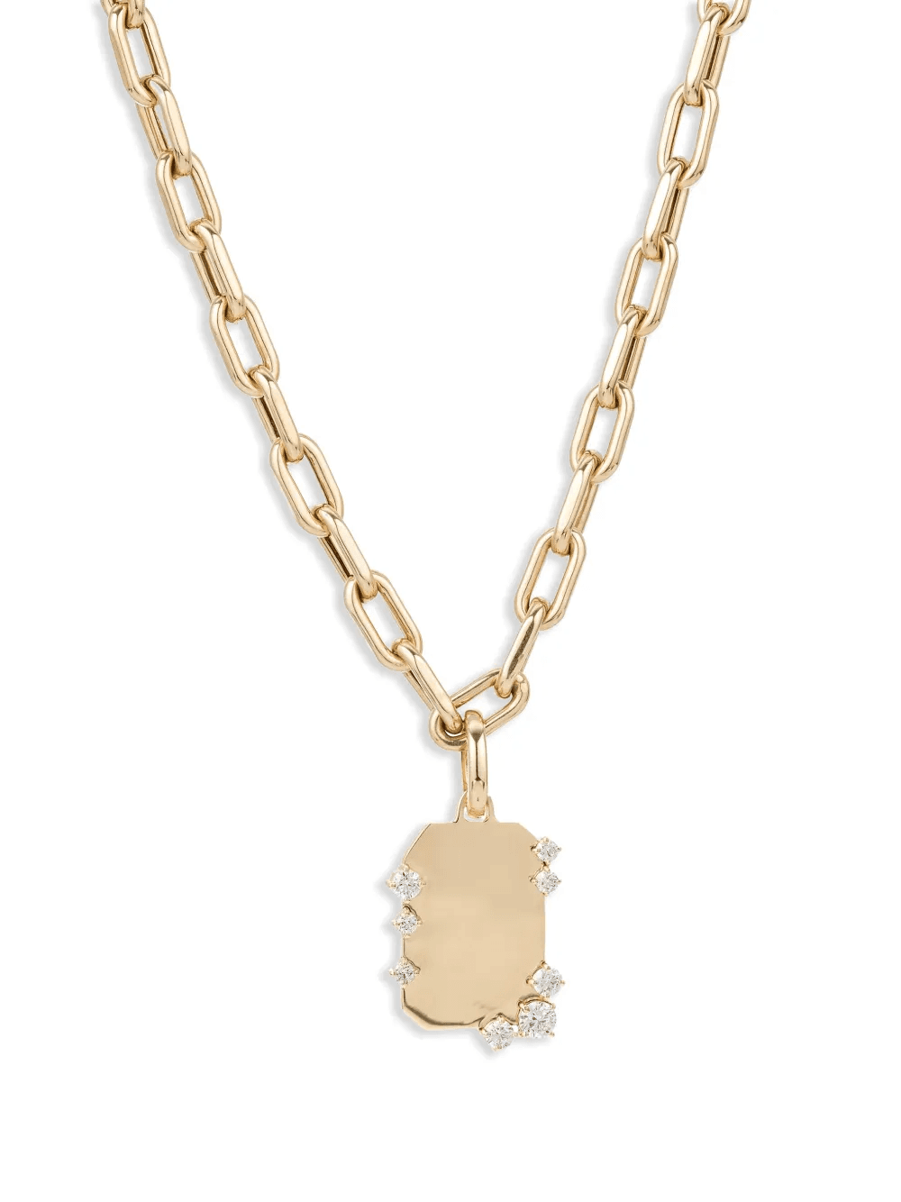 14K yellow gold Dog Tag diamond necklace - Image 1