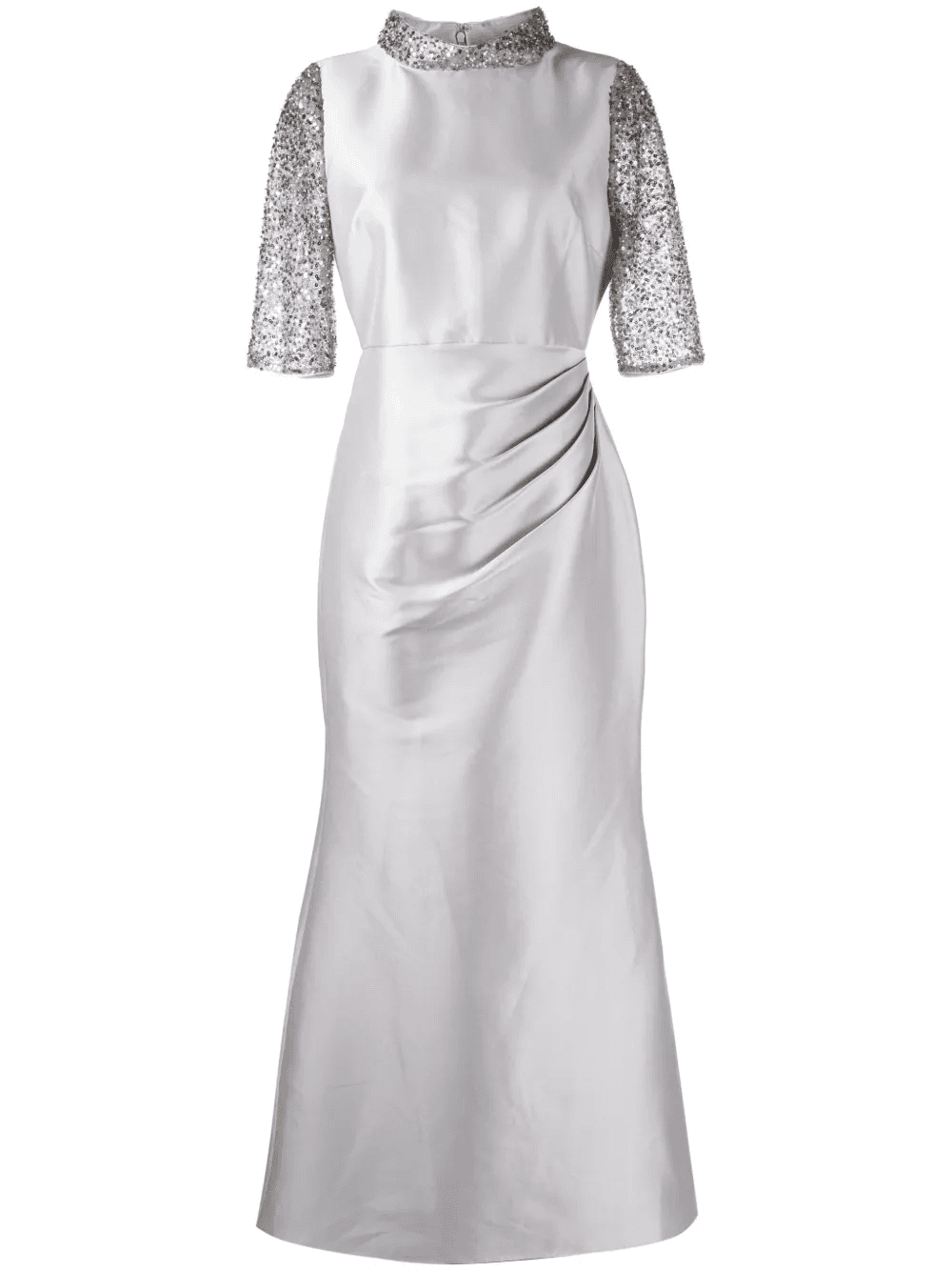 beaded pleated crepe gown - Image 1
