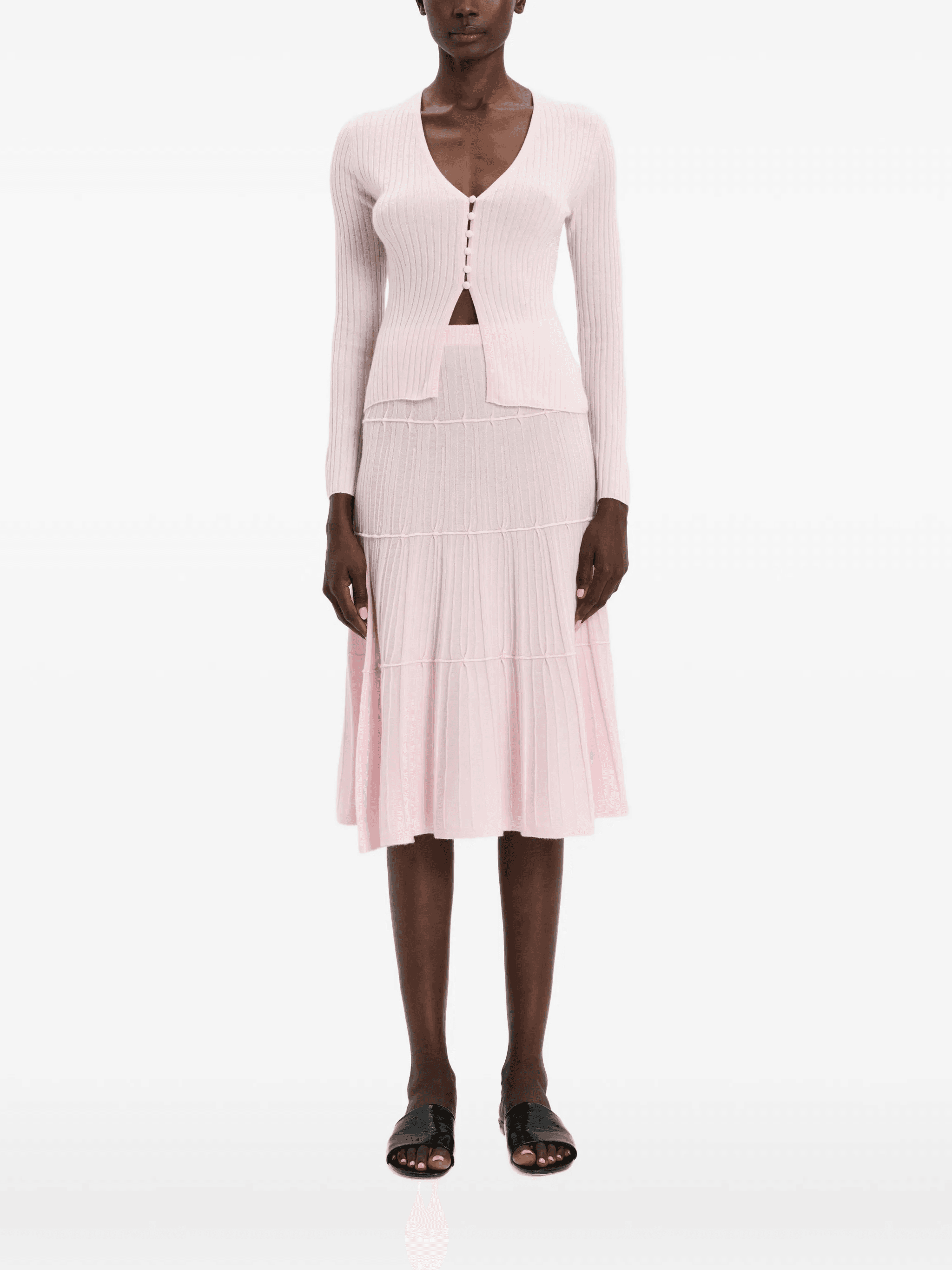 long-sleeve ribbed cardigan - Image 1