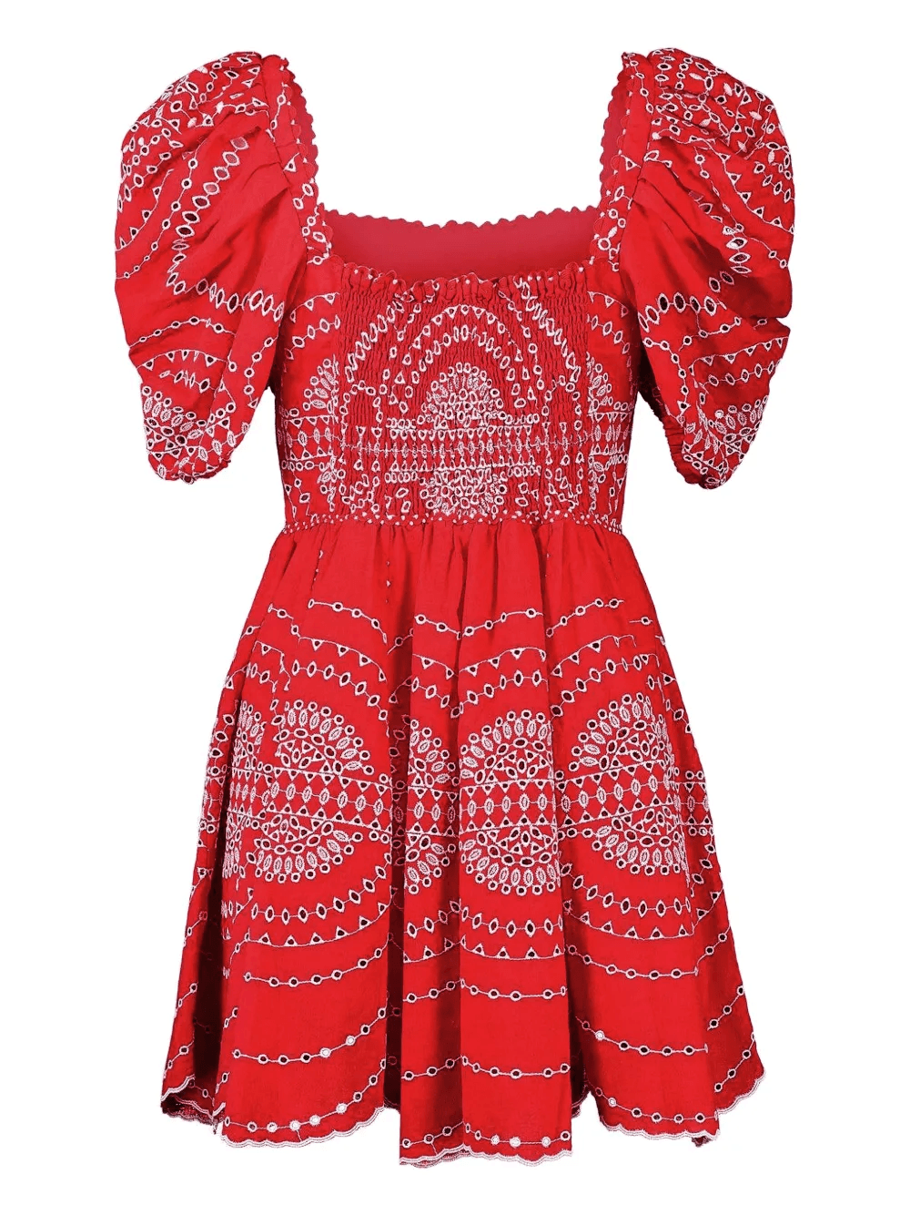 puff-sleeve embroidered dress - Image 1