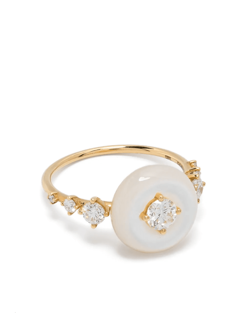 18kt yellow gold Orbit diamond and tagua ring - Image 1