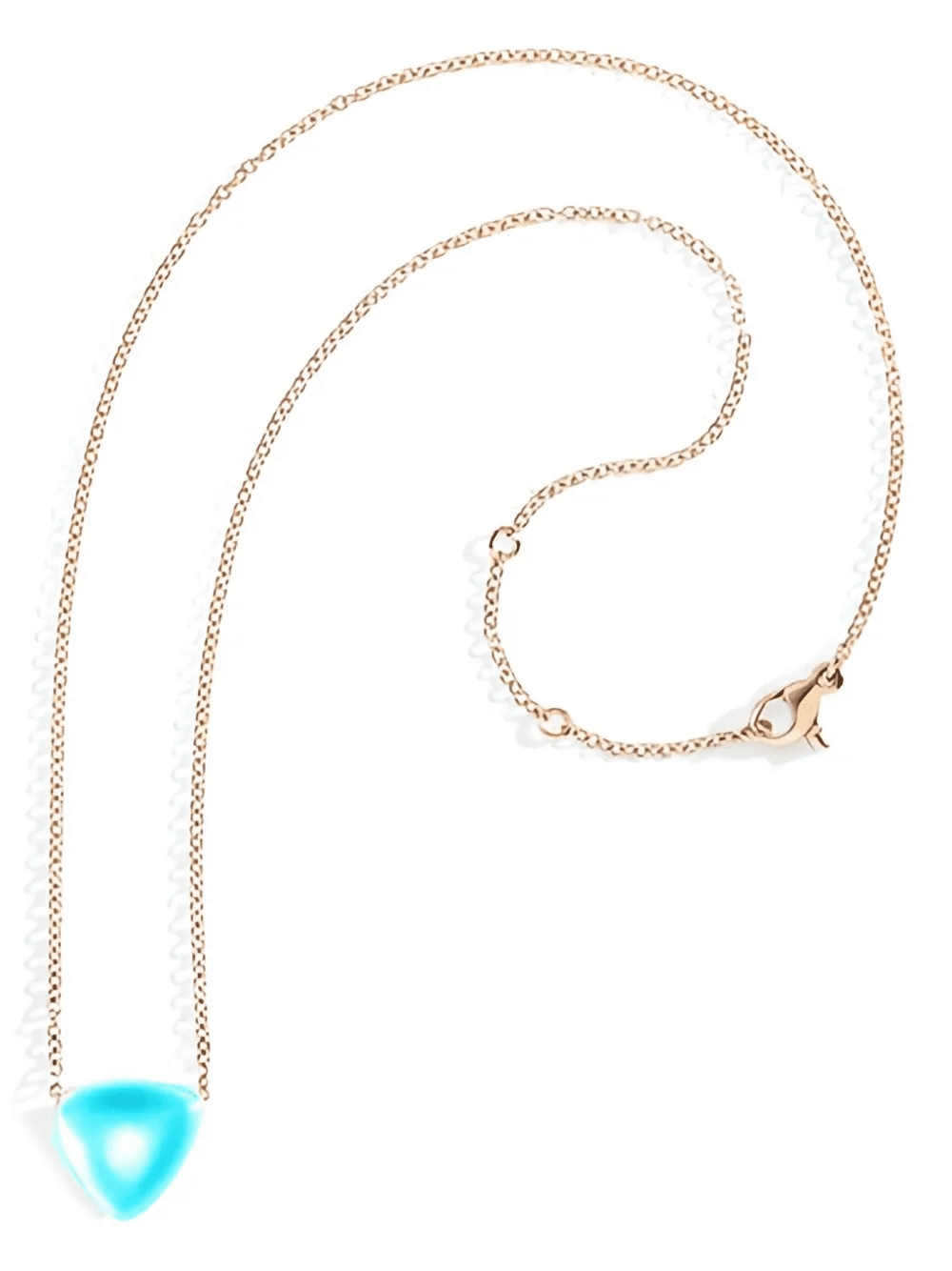 18K rose gold Rock Crystal turquoise pendant necklace - Image 1