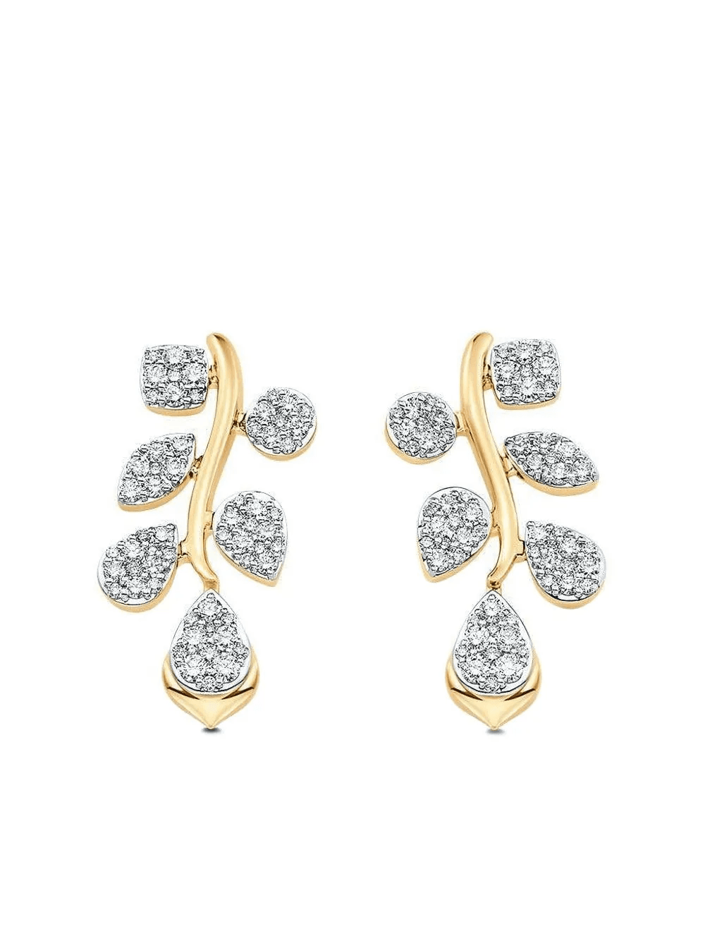 18K yellow gold Diamond Cluster earrings - Image 1