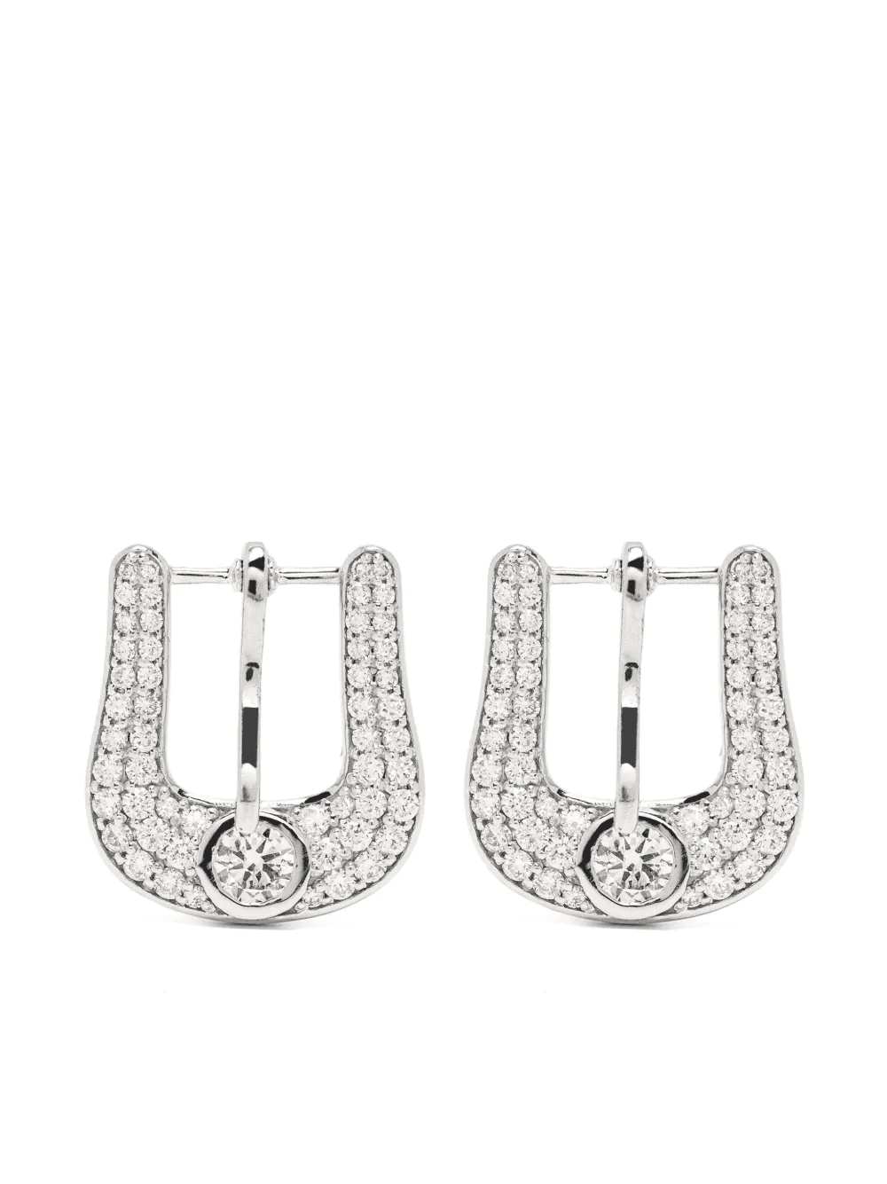 14kt white gold buckle-motif diamond earrings - Image 1
