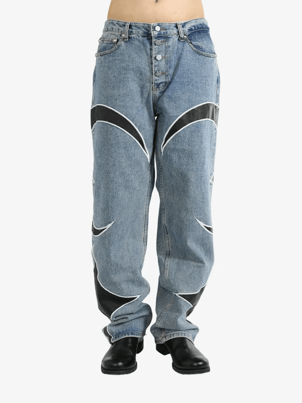 leather panelled jeans - Image 1