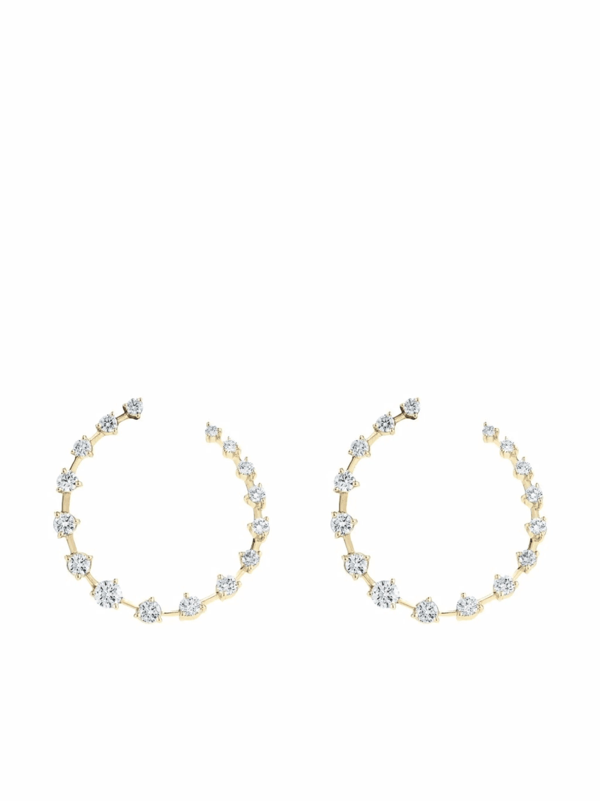18kt yellow gold diamond crescent hoops - Image 1
