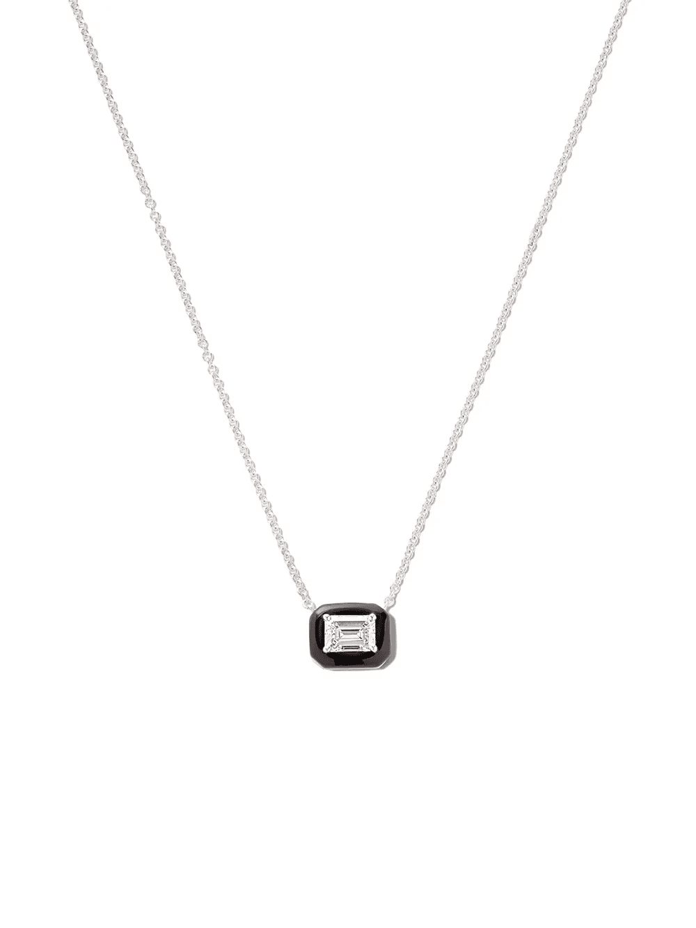 18kt white gold diamond and enamel necklace - Image 1