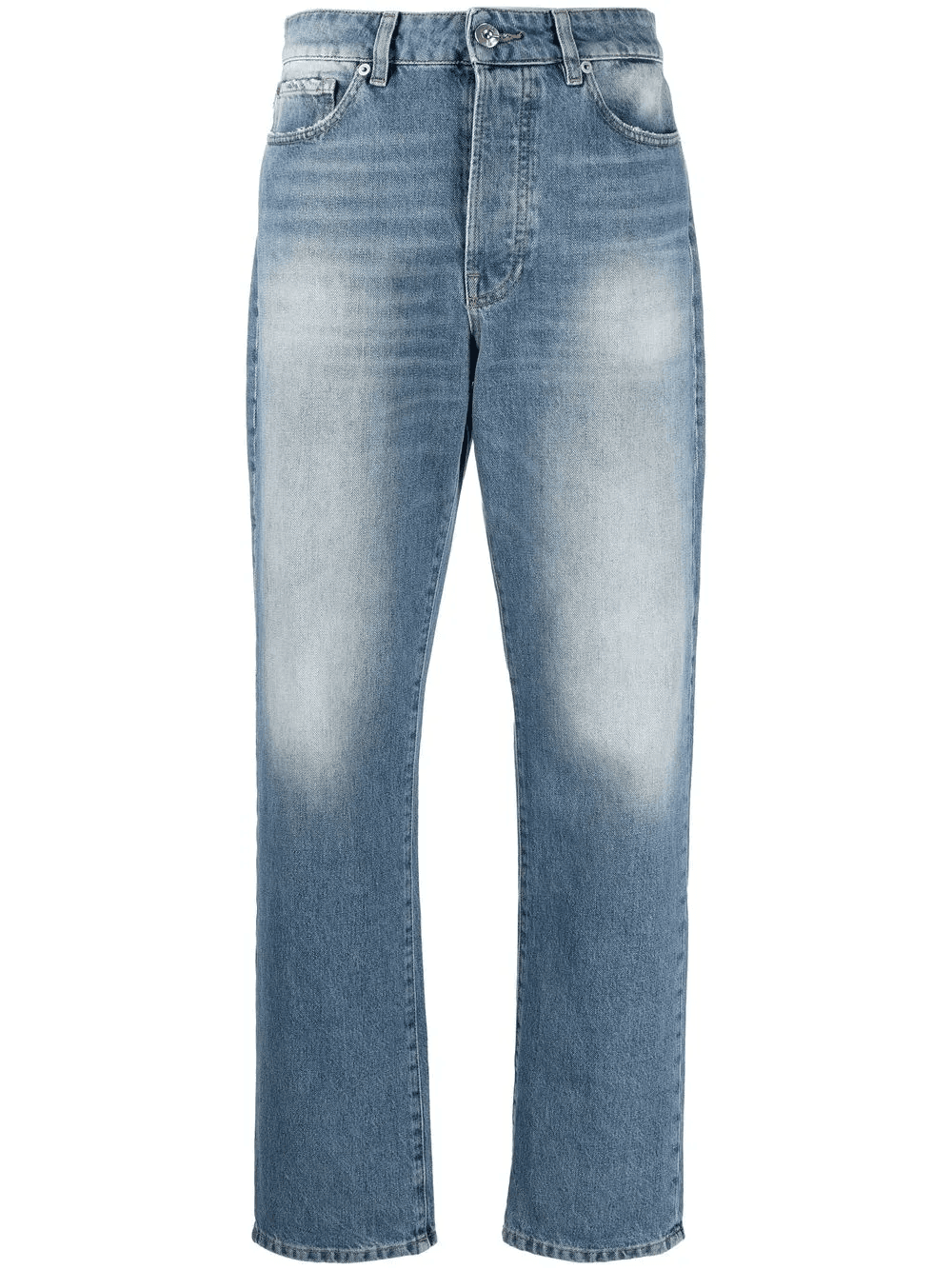 distressed straight-leg  jeans - Image 1