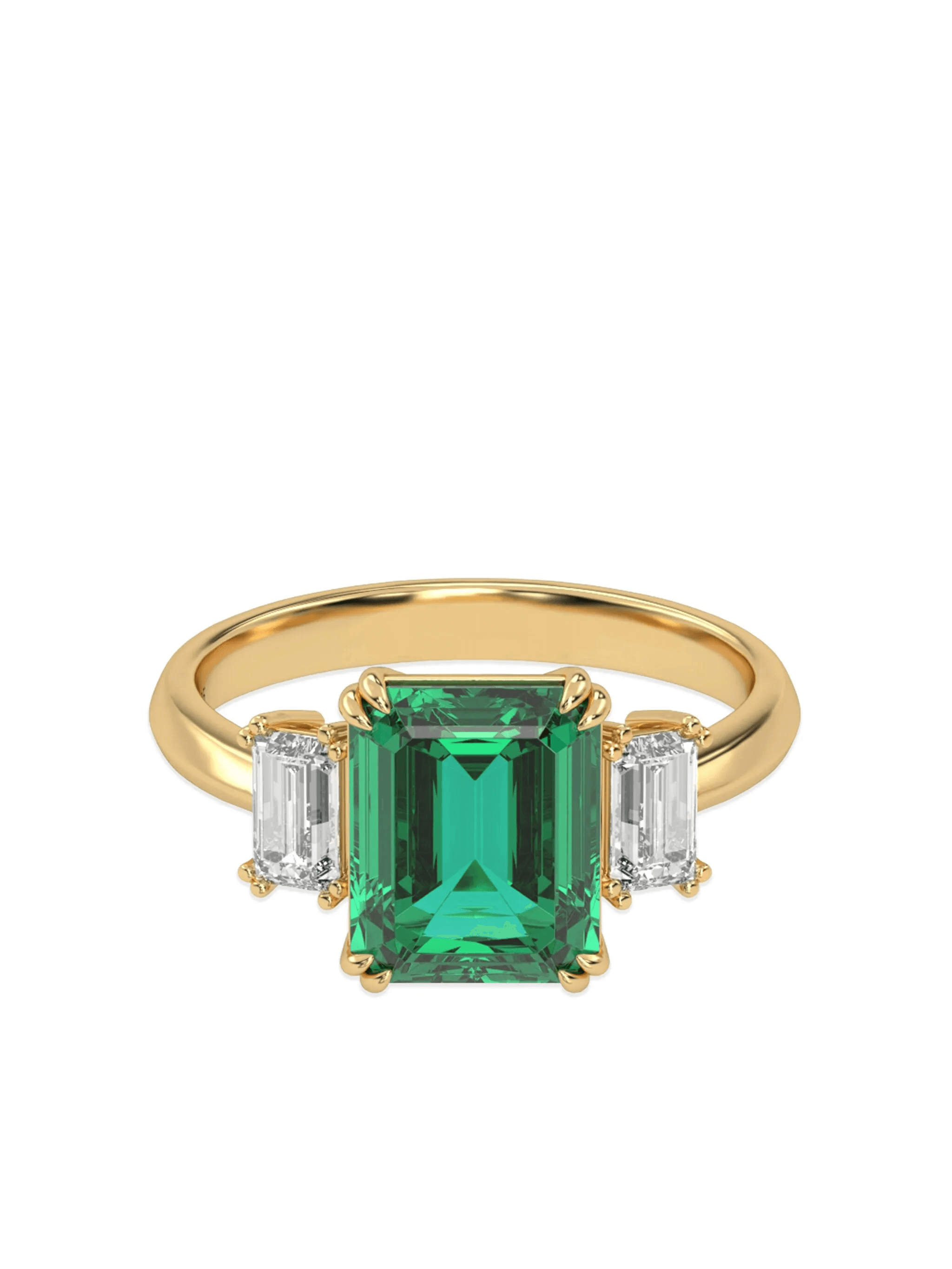 14kt recycled yellow gold Eden emerald and diamond ring - Image 1