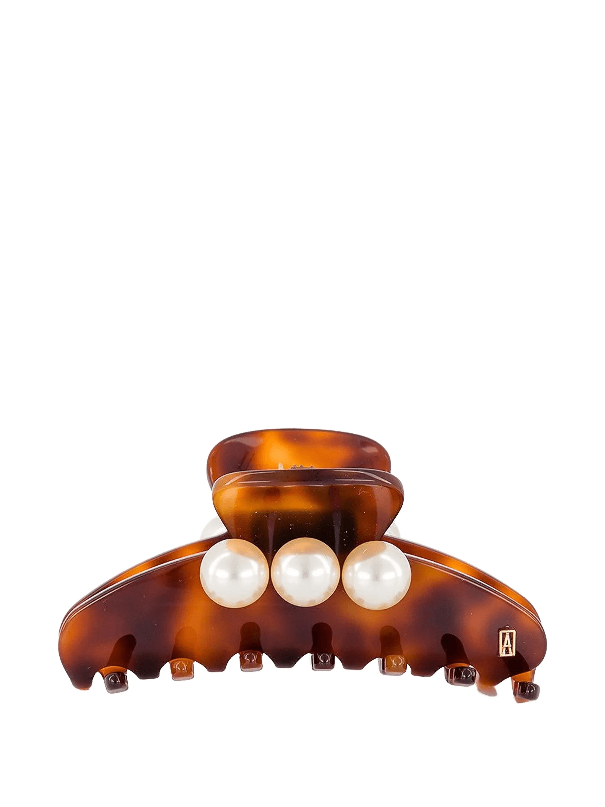 faux pearl-embellished tortoiseshell hair clip - Image 1