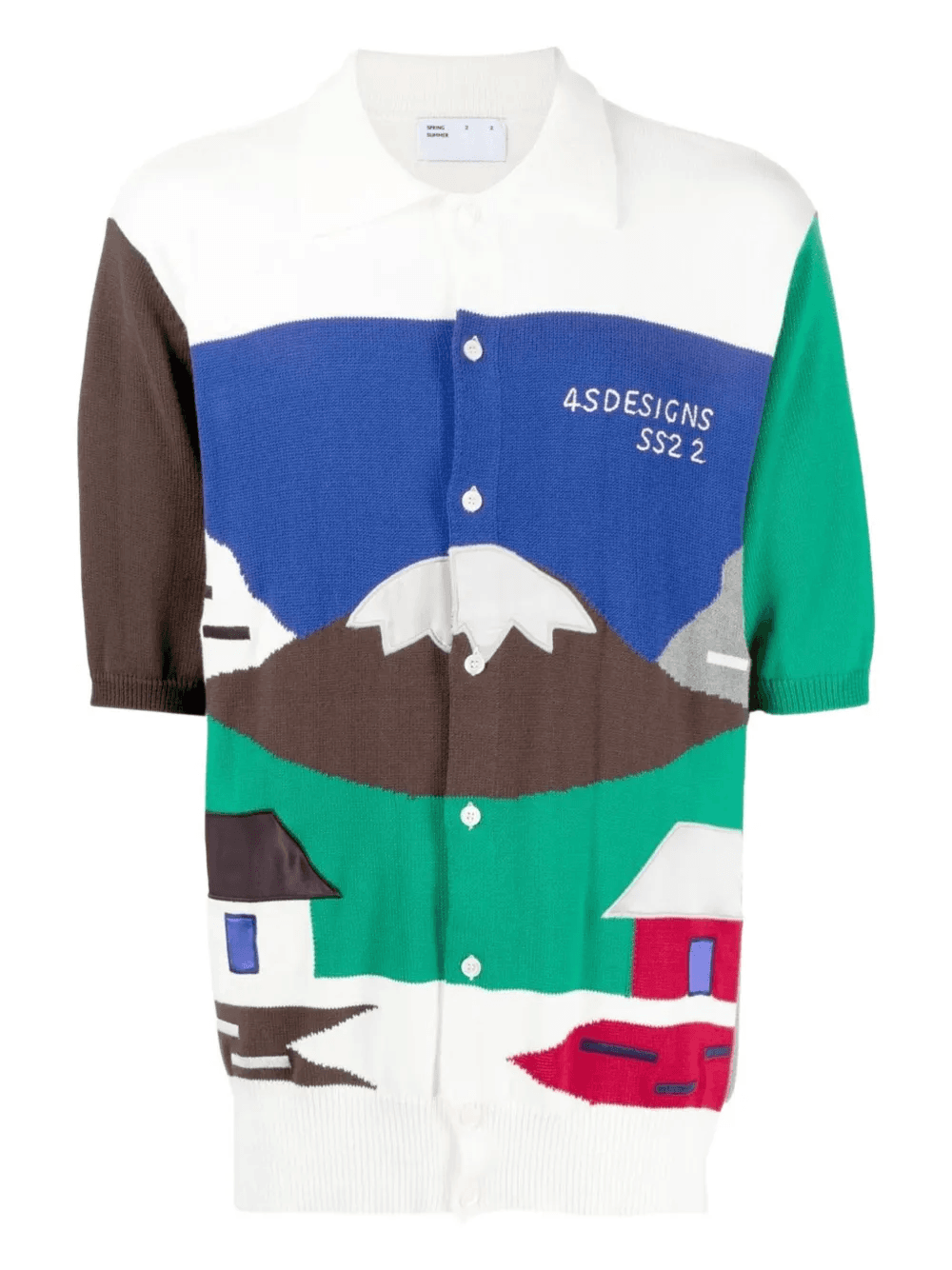 intarsia-knit short-sleeve shirt - Image 1