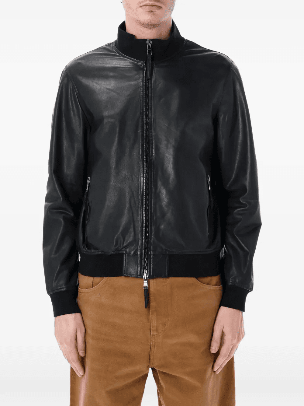 zip-fastening leather jacket - Image 1