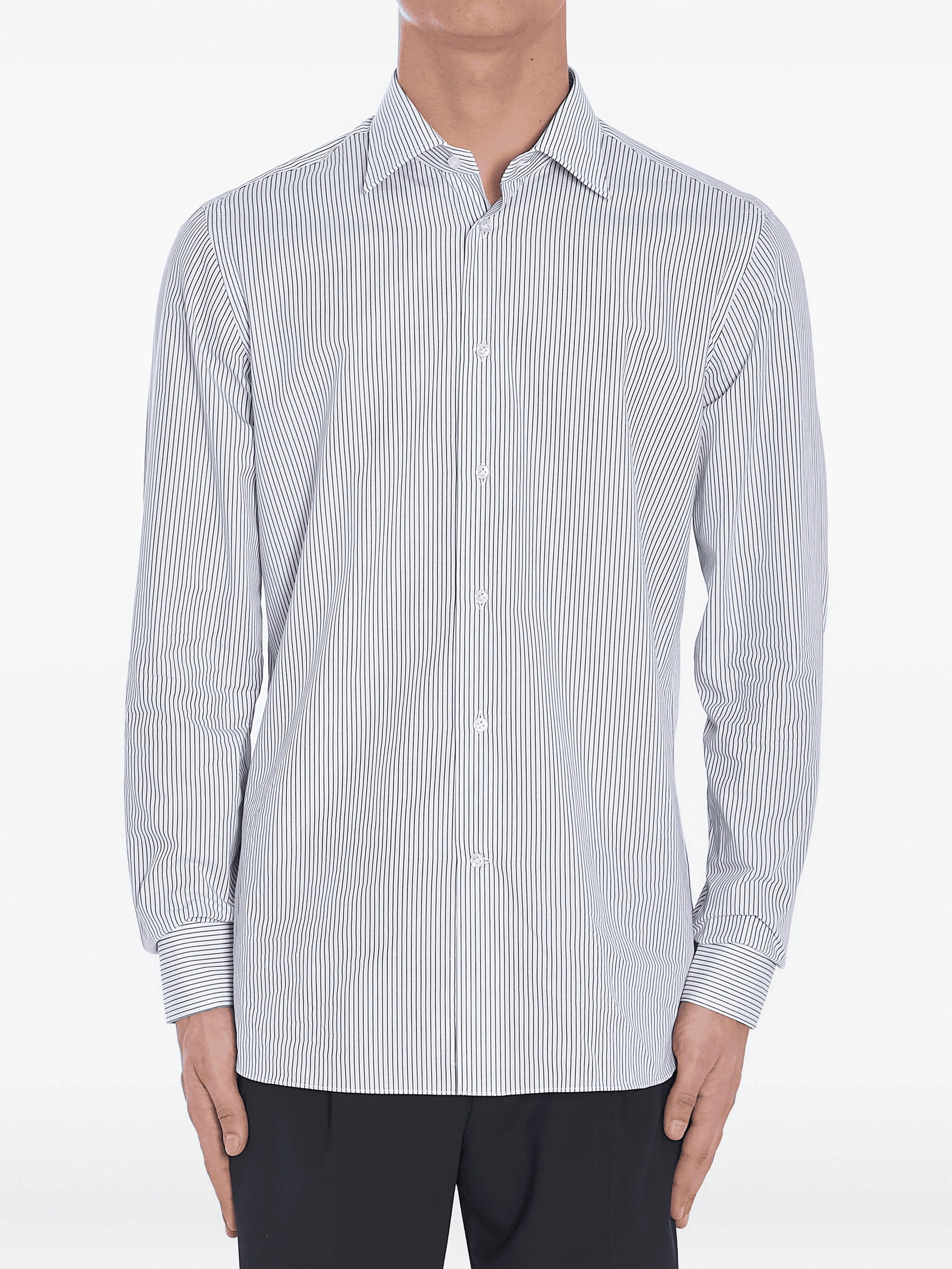 striped button-fastening shirt - Image 1