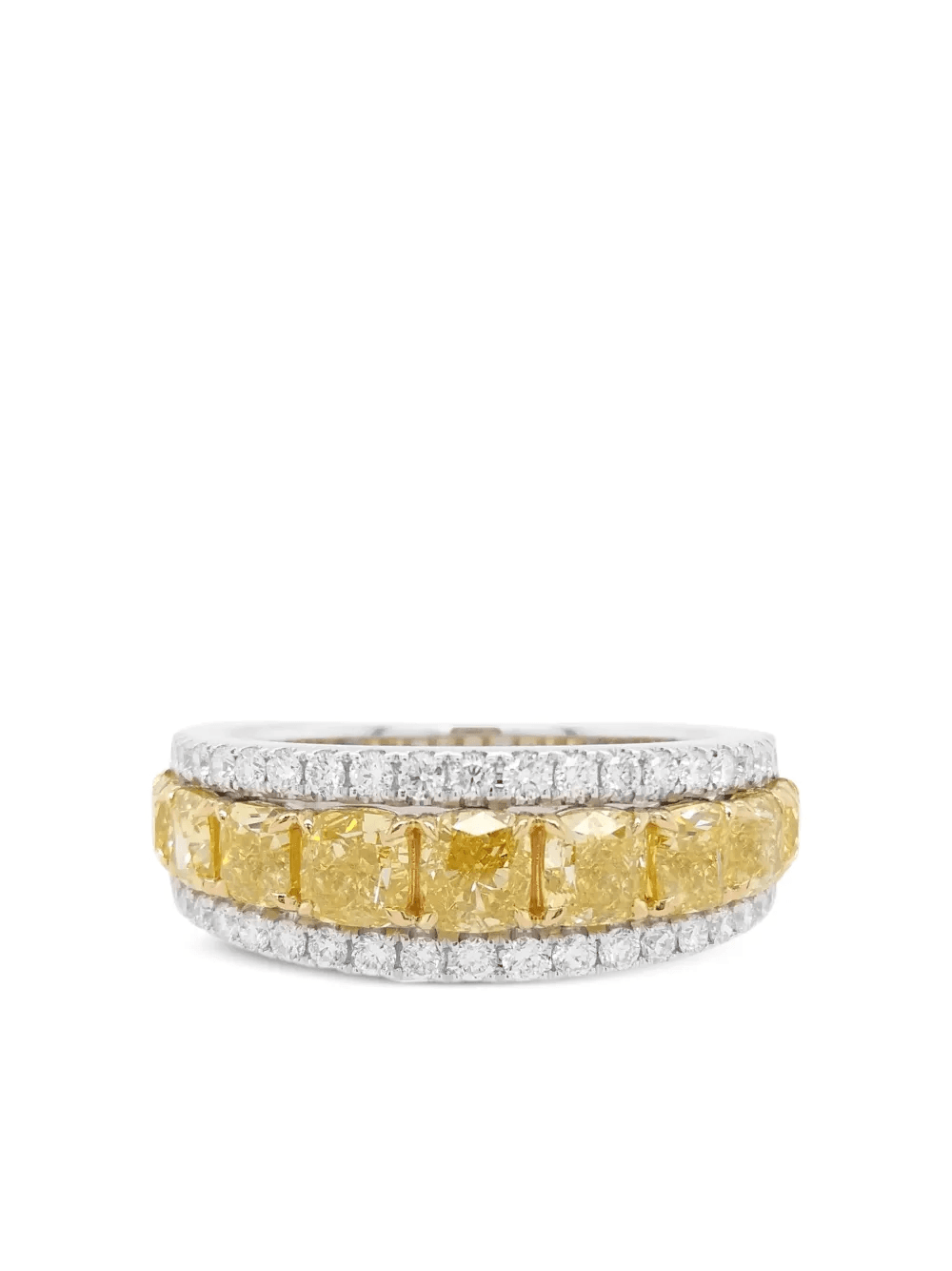 18K white and yellow gold diamond ring - Image 1