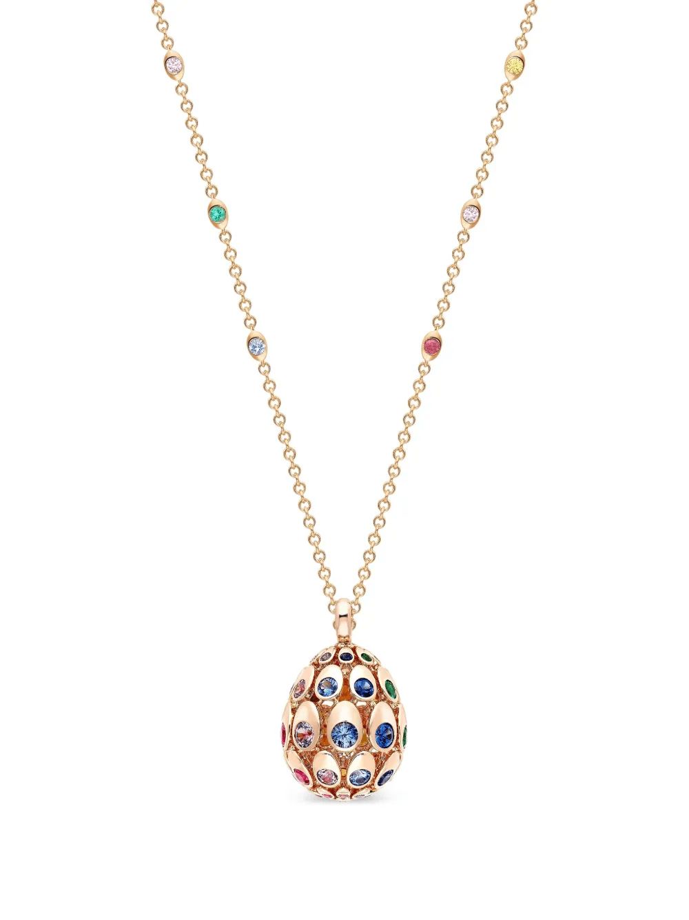 18K rose gold Rainbow Egg multi-stone pendant - Image 1