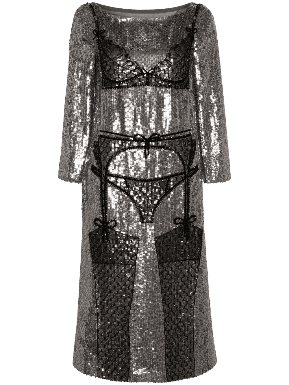 lingerie-beaded sequinned midi dress - Image 1