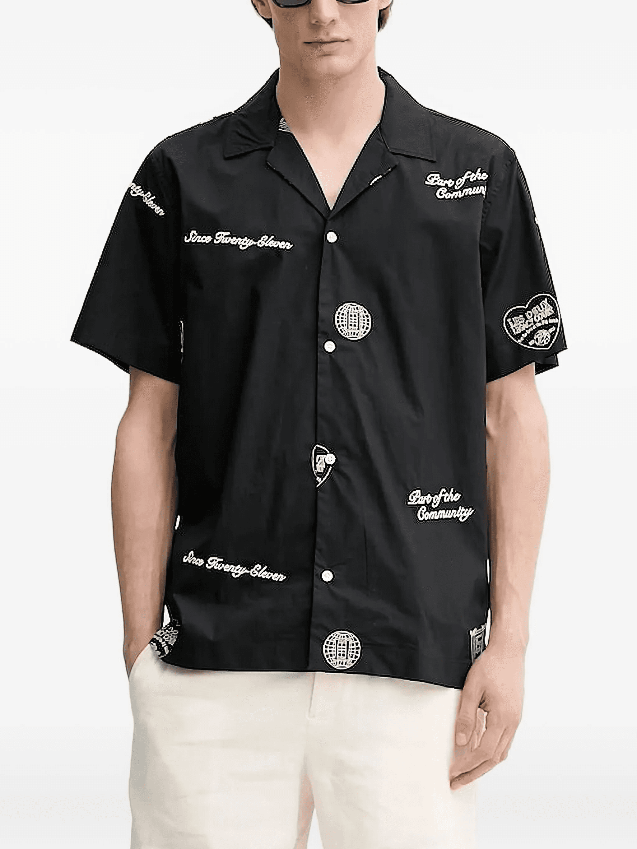 embroidered-graphic short-sleeve shirt - Image 1