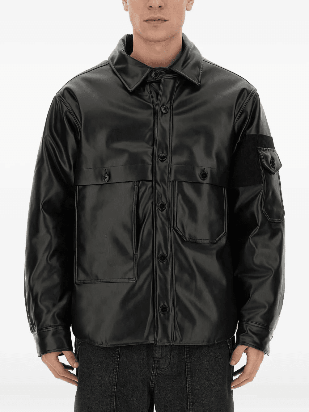 flap-pocket buttoned overshirt - Image 1