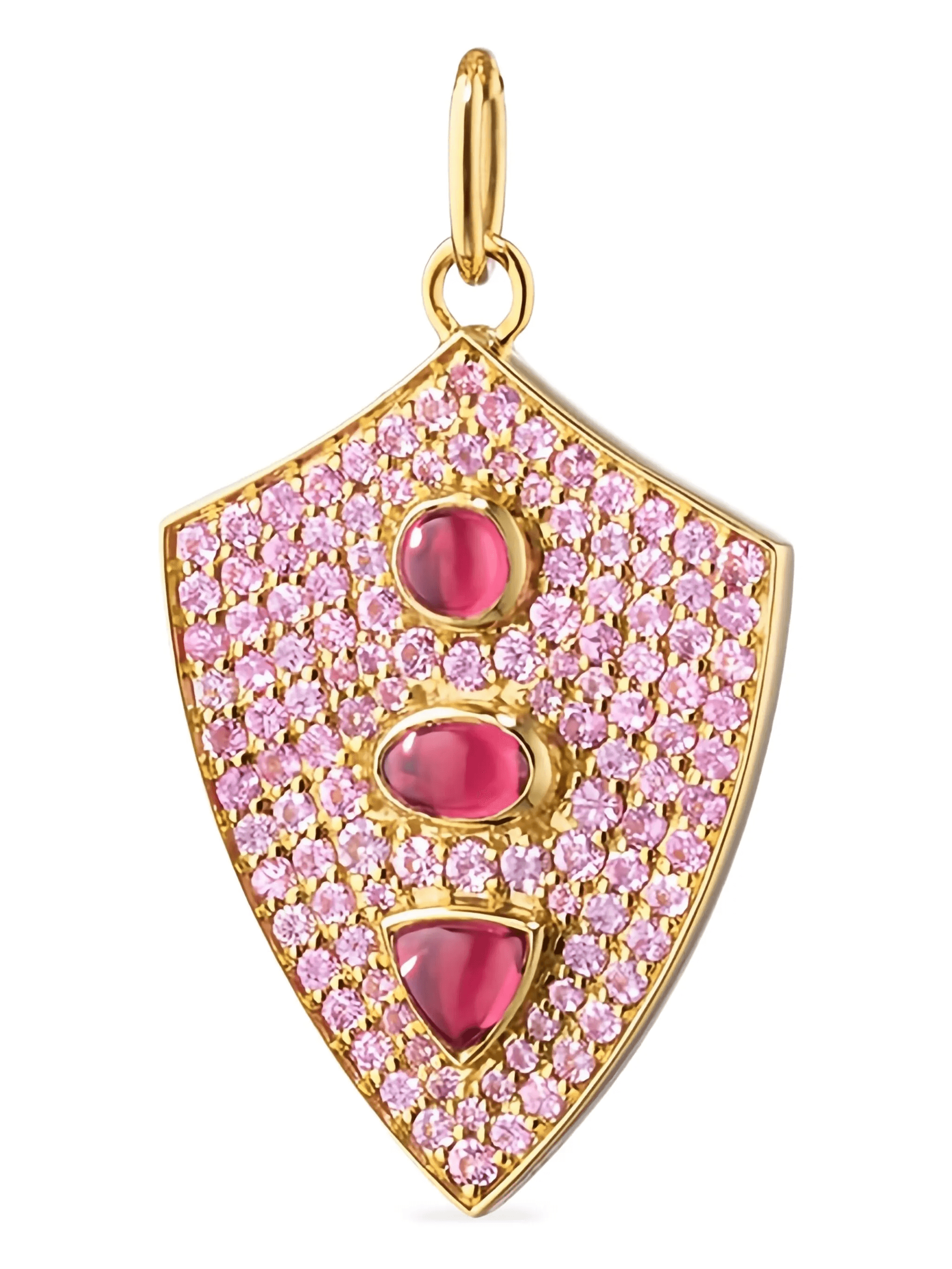 18K yellow gold Fearless sapphire and rhodolite pendant - Image 1