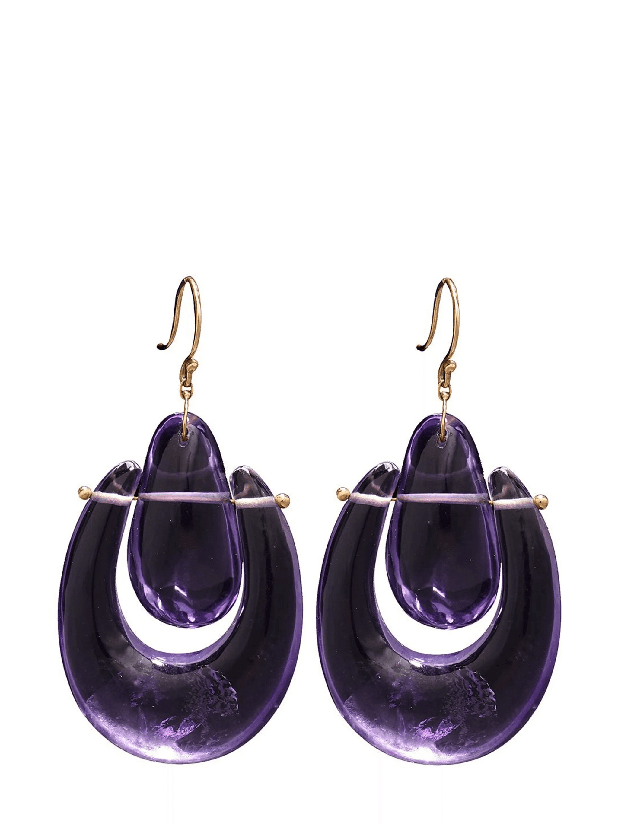 18kt yellow gold small O'Keeffe amethyst earrings - Image 1