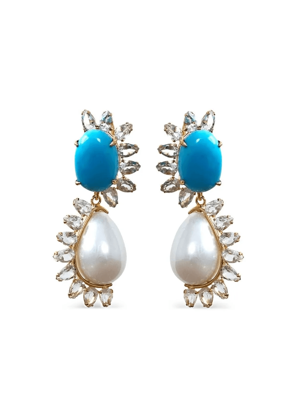 turquoise and pearl drop earrings - Image 1