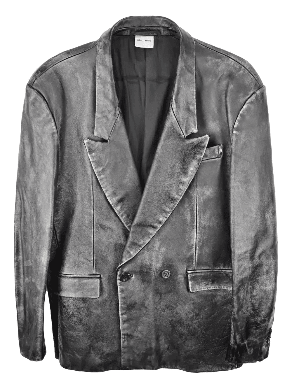 double-breasted leather jacket - Image 1