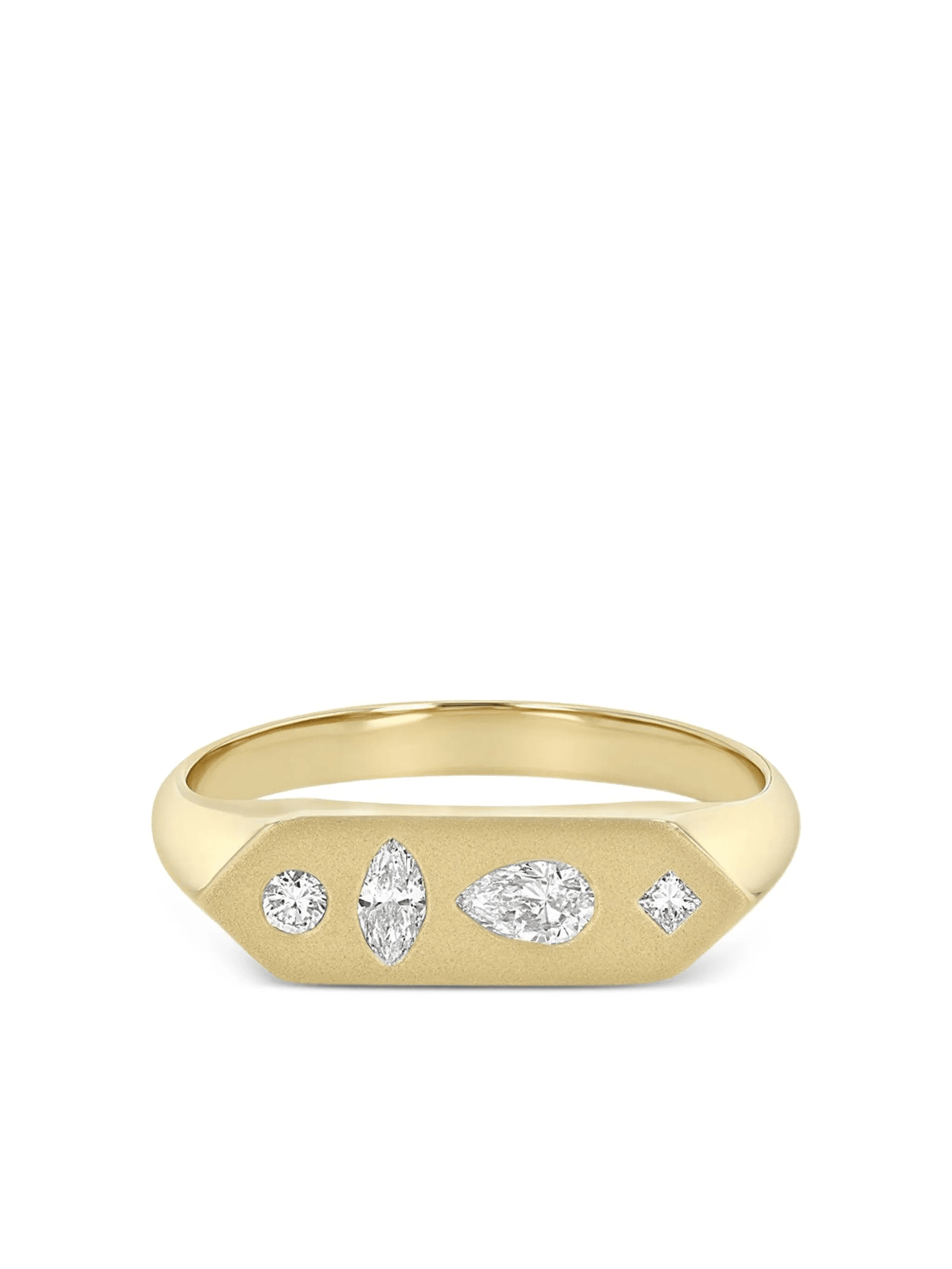 14K yellow gold Hexagon diamond ring - Image 1