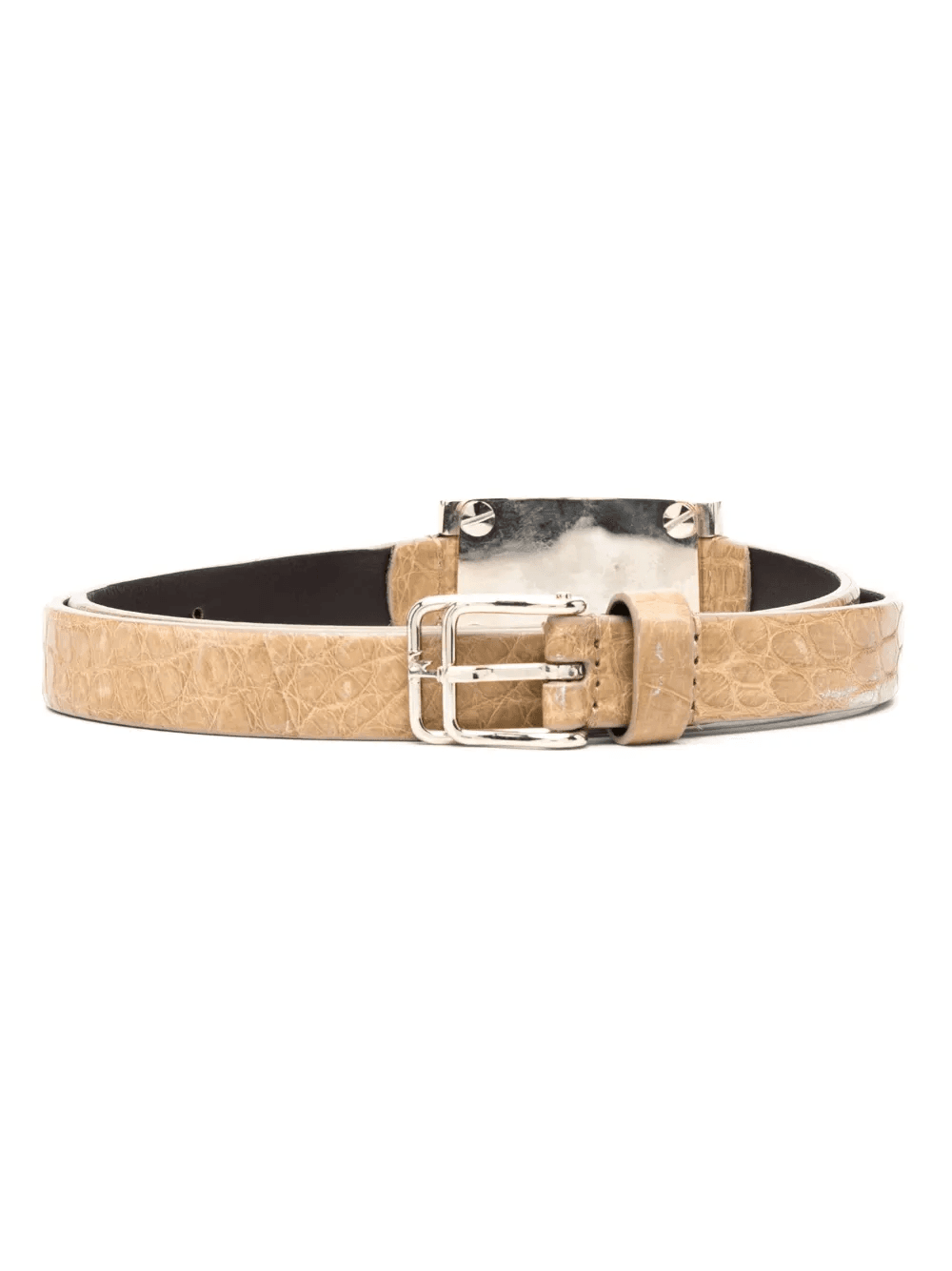 2000s logo-plaque crocodile-embossed belt - Image 1