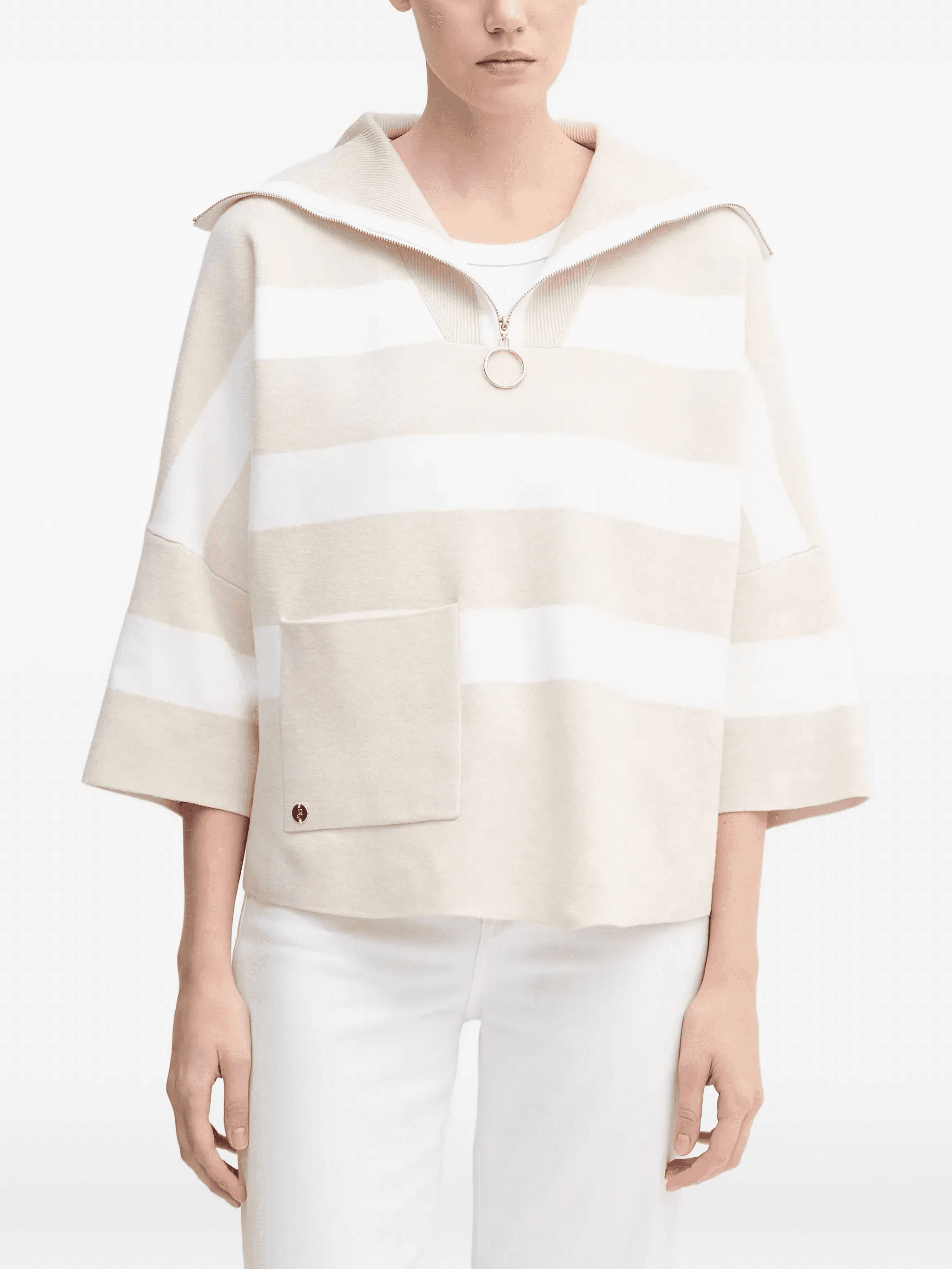 striped-pattern half-zip sweater - Image 1