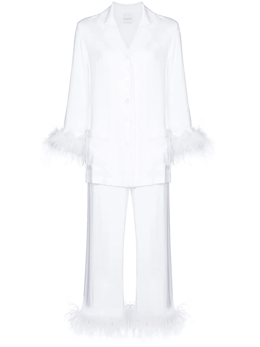 feather-trim two-piece pyjama - Image 1