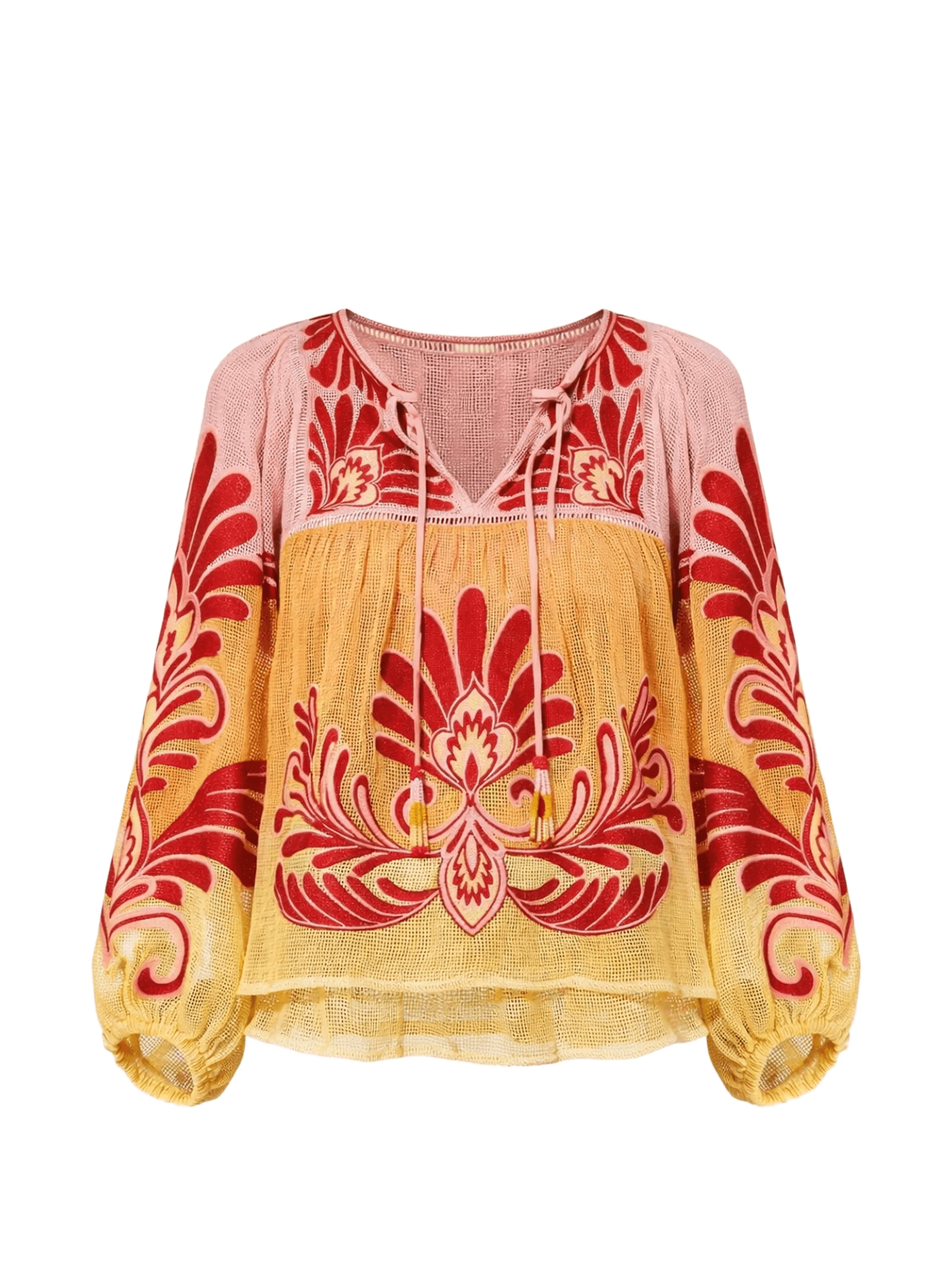 floral print tie blouse - Image 1