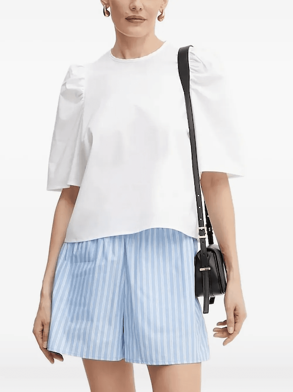 puff-sleeves tie-back blouse - Image 1