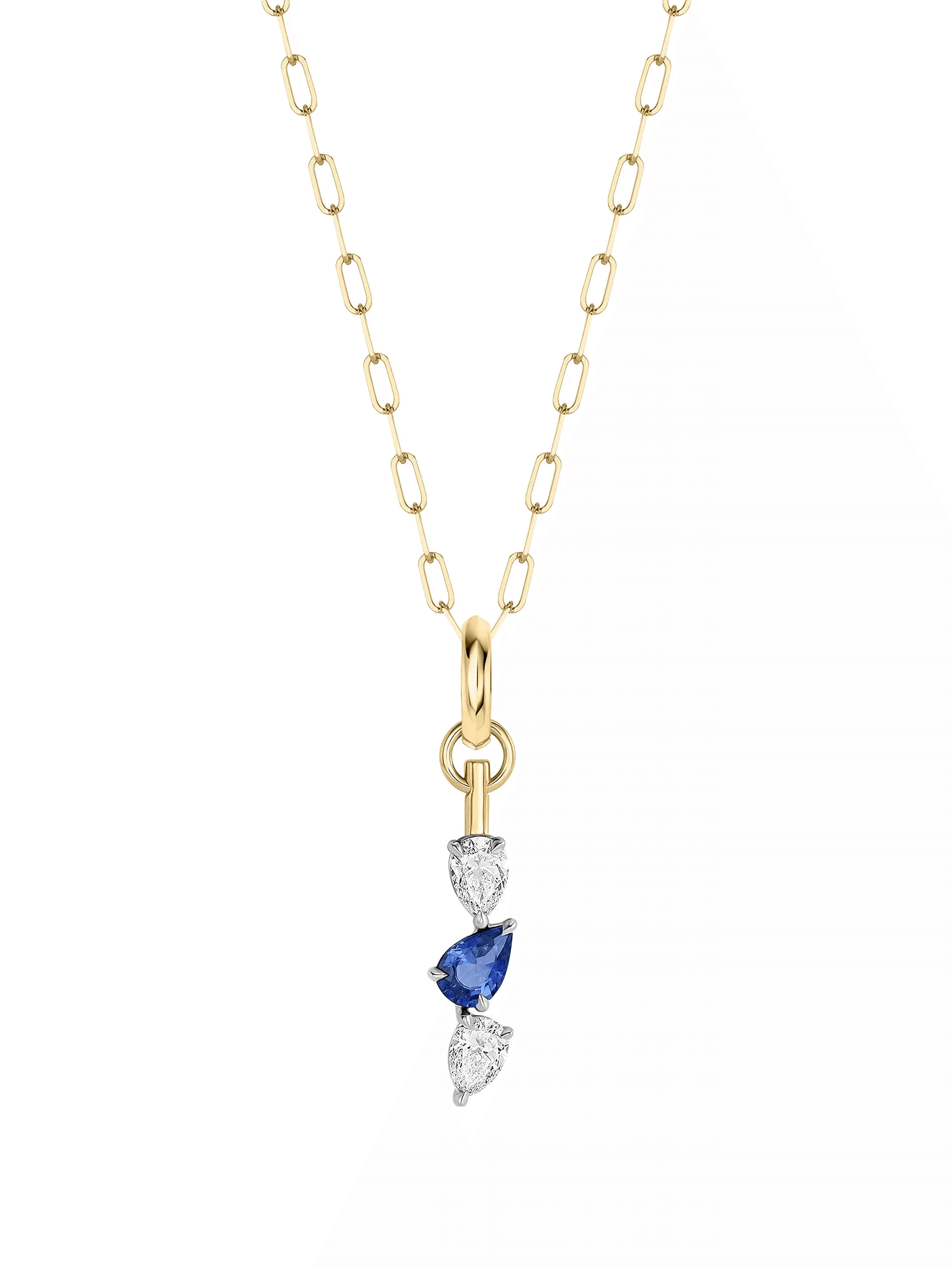 diamond sapphire triple drop necklace - Image 1