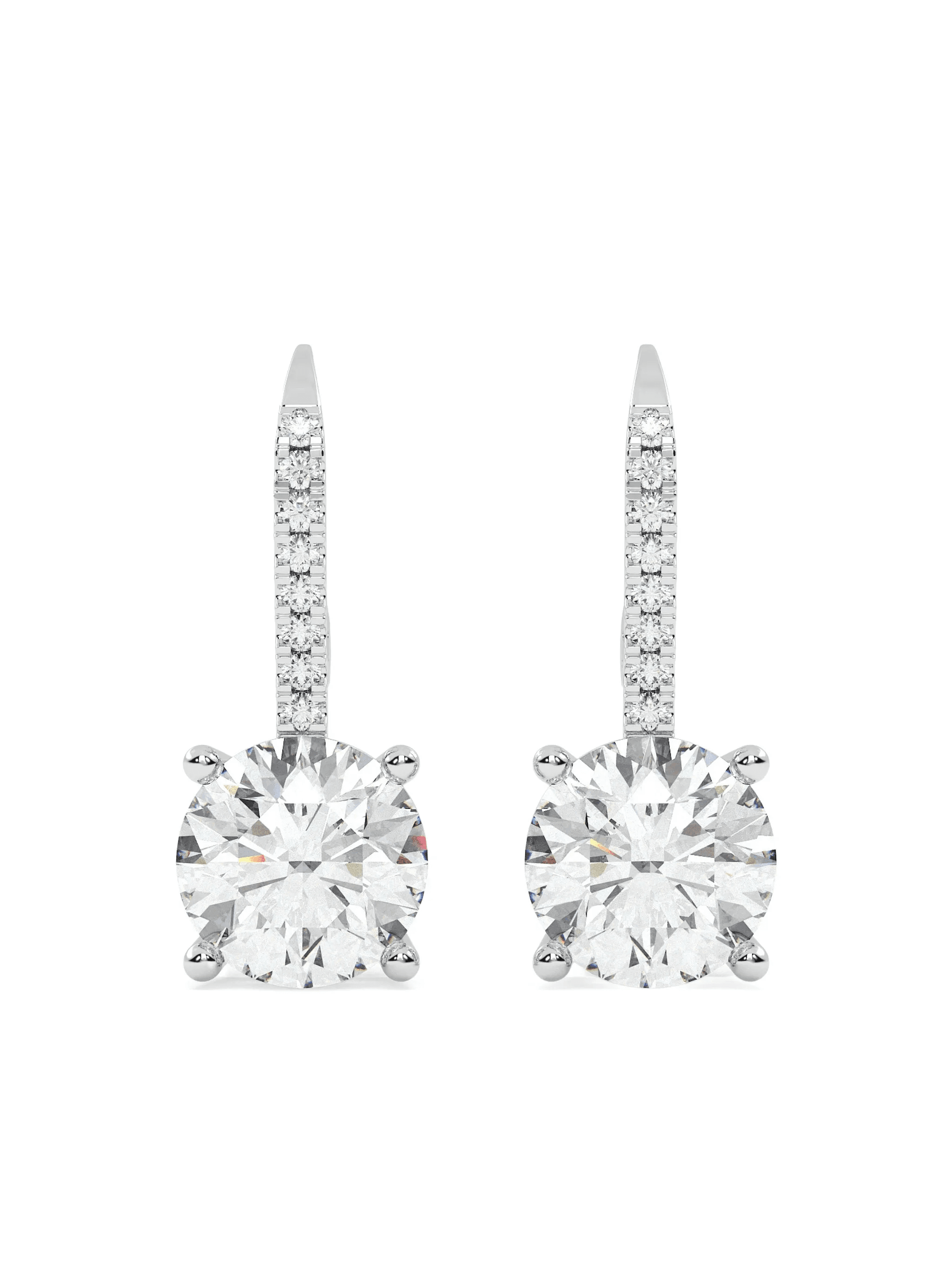 14K white gold dangling earrings - Image 1
