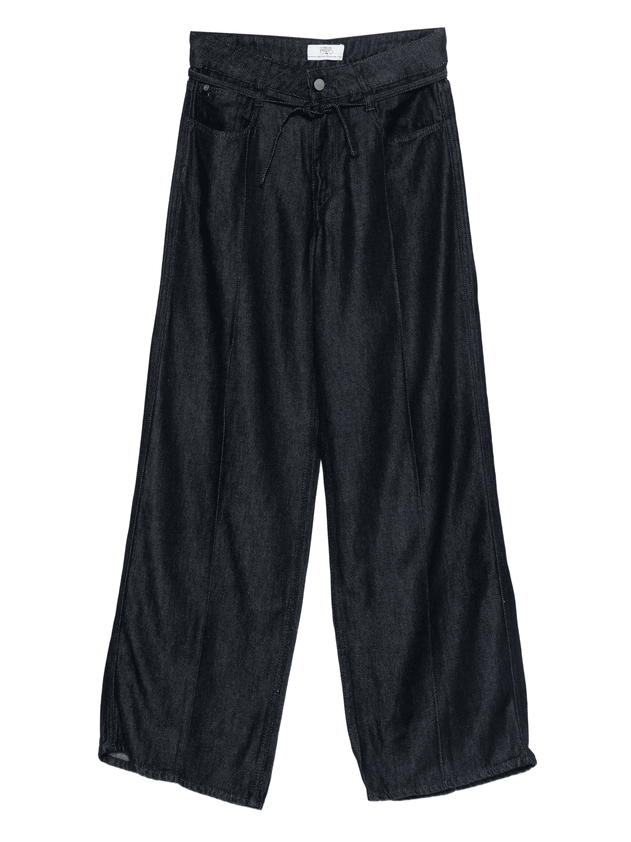 drawstring denim wide-leg jeans - Image 1