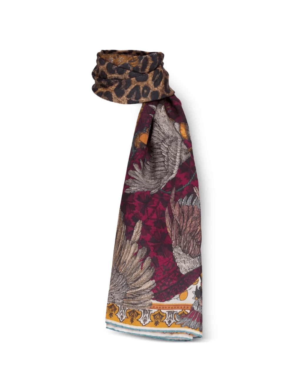leopard-pattern bird-print scarf - Image 1