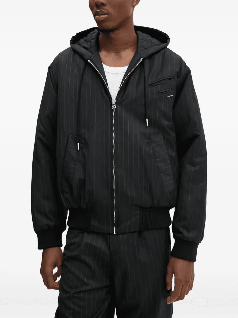 pinstripe hooded jacket - Image 1