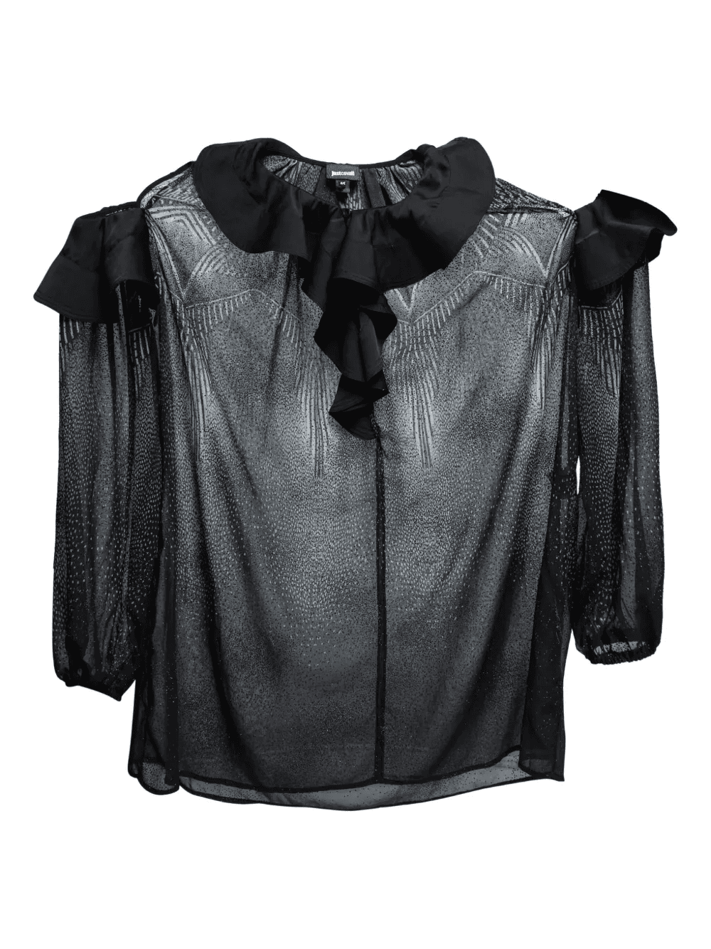 ruffled-collar semi-sheer blouse - Image 1