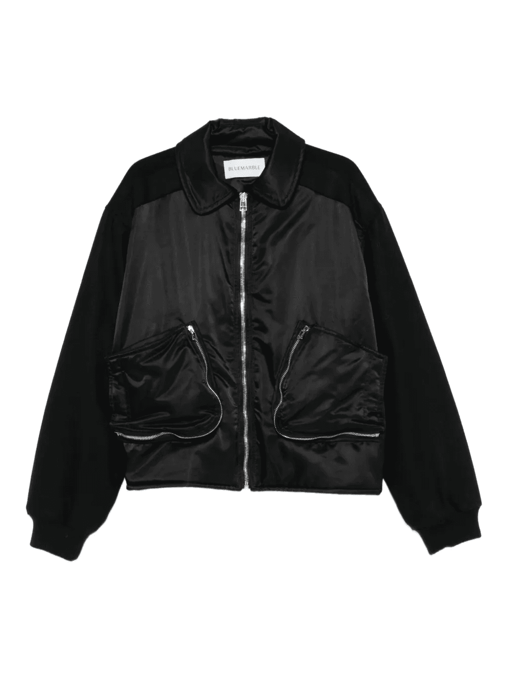 zip-front wool-sleeve bomber jacket - Image 1