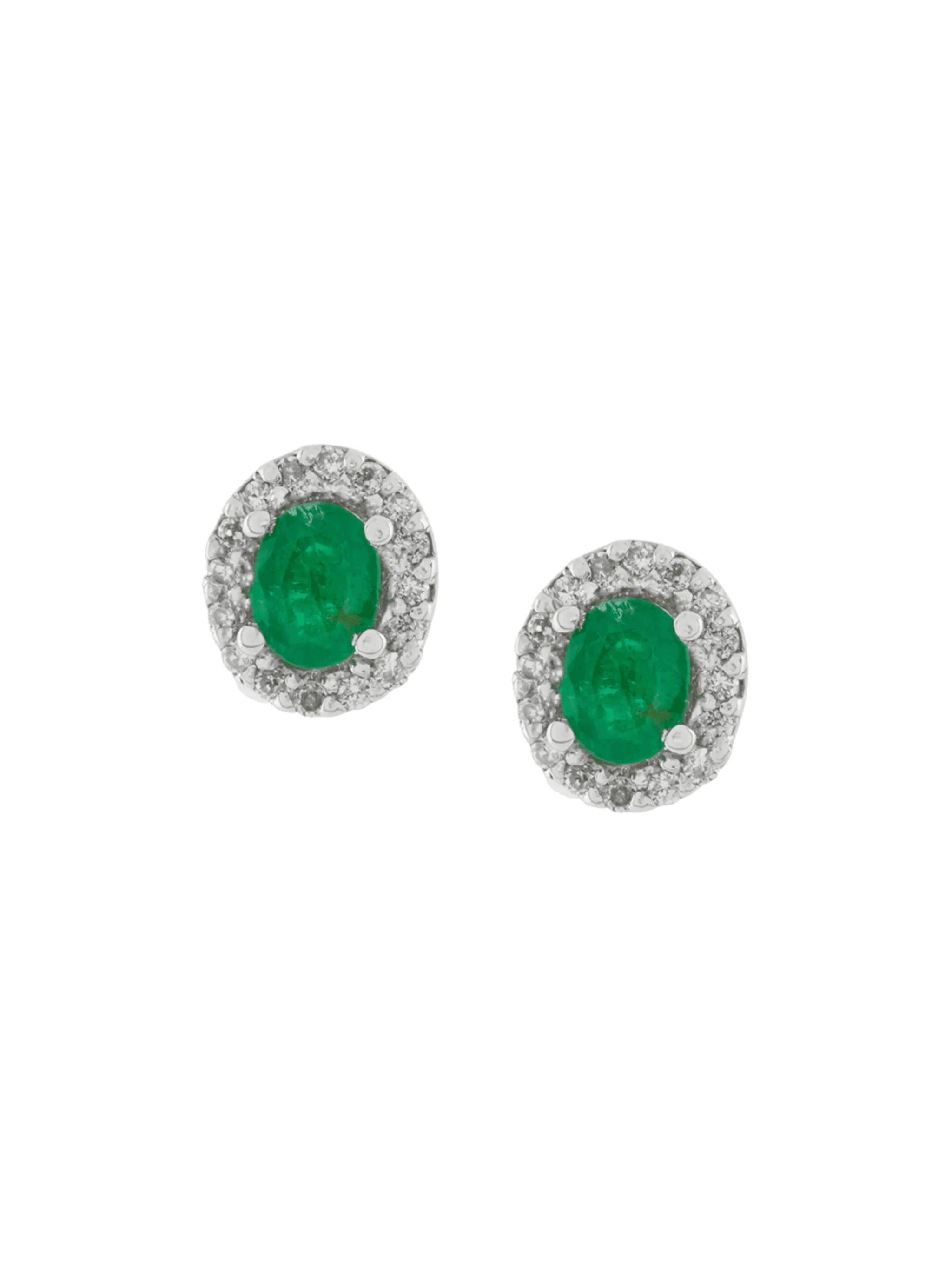 18kt gold, diamond and emerald stud earrings - Image 1