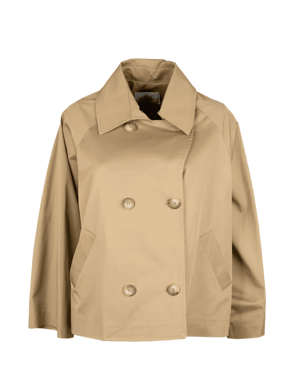 double-breasted raglan-sleeved trench coat - Image 1