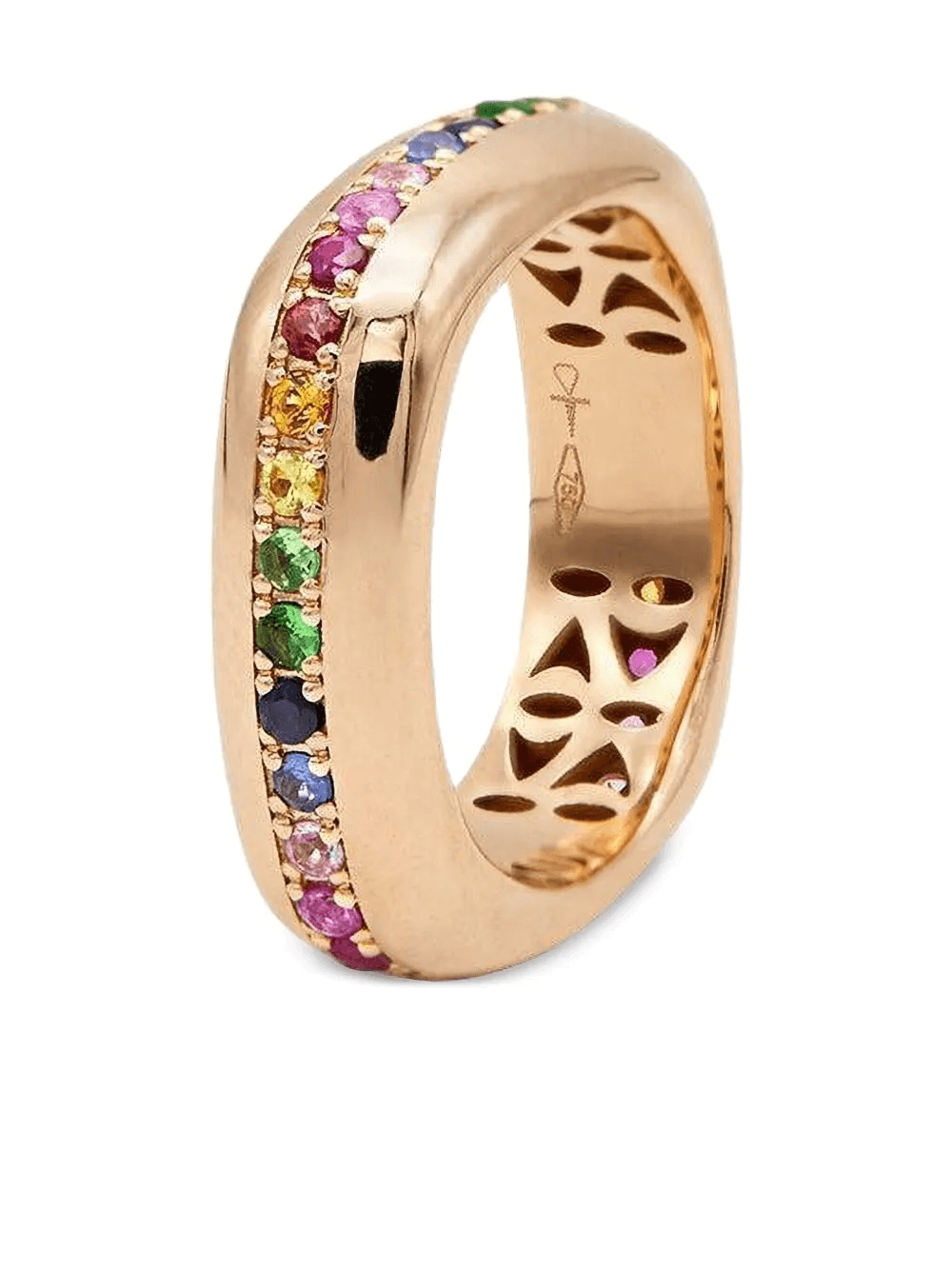 18K rose gold Ghost Belt rainbow sapphire ring - Image 1