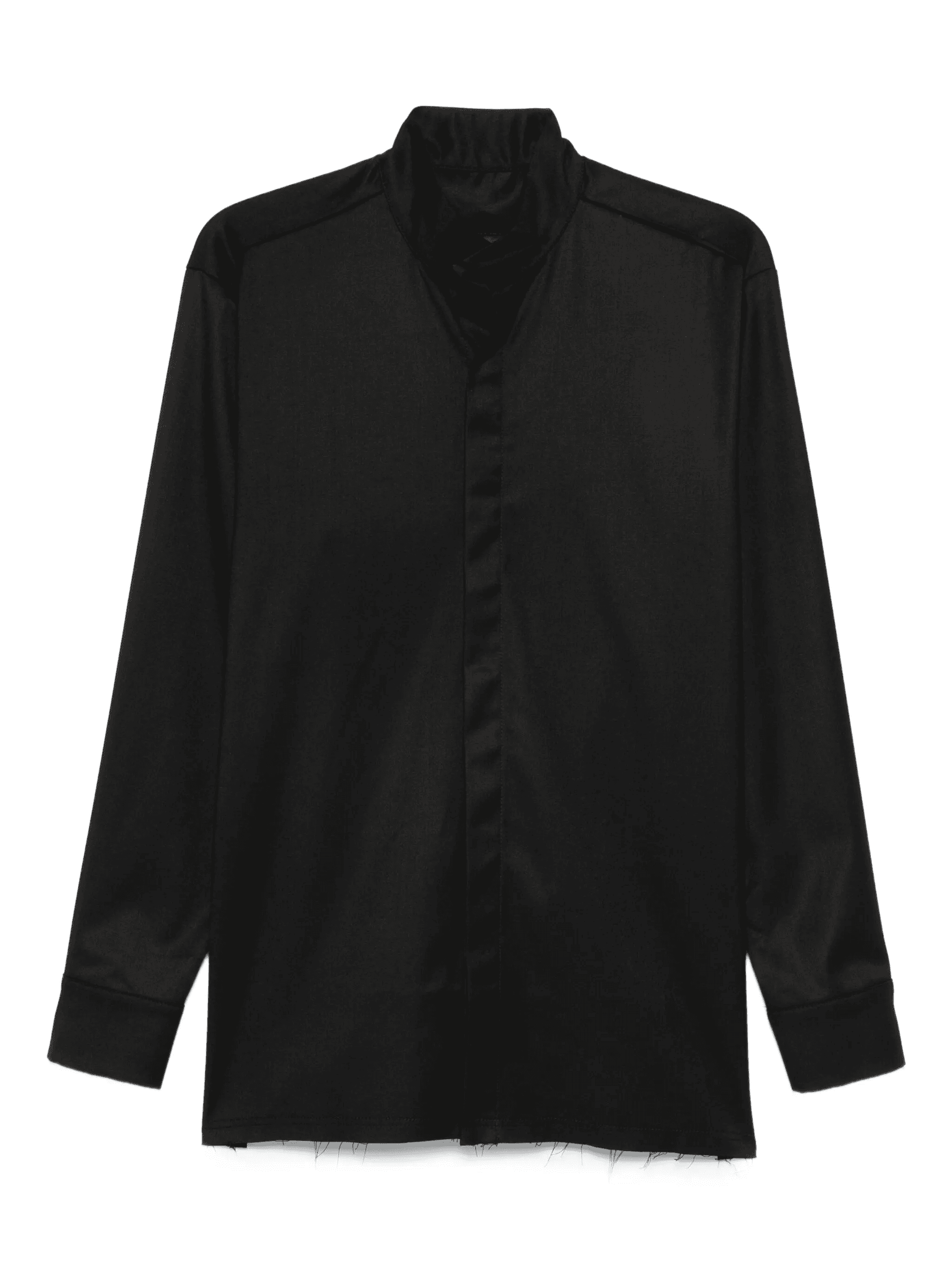 frayed-hem mandarin-collar shirt - Image 1