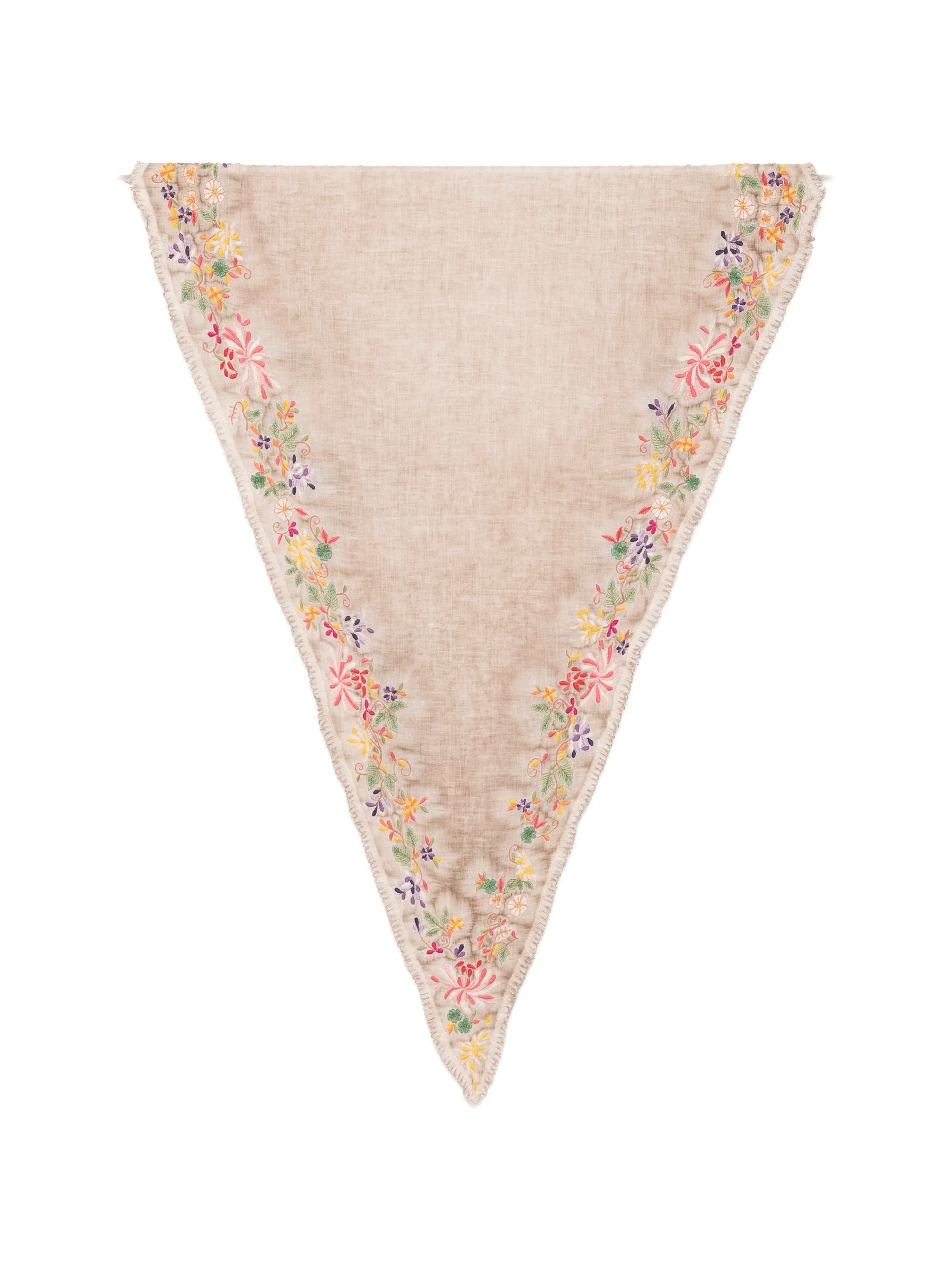 floral-embroidered frayed scarf - Image 1