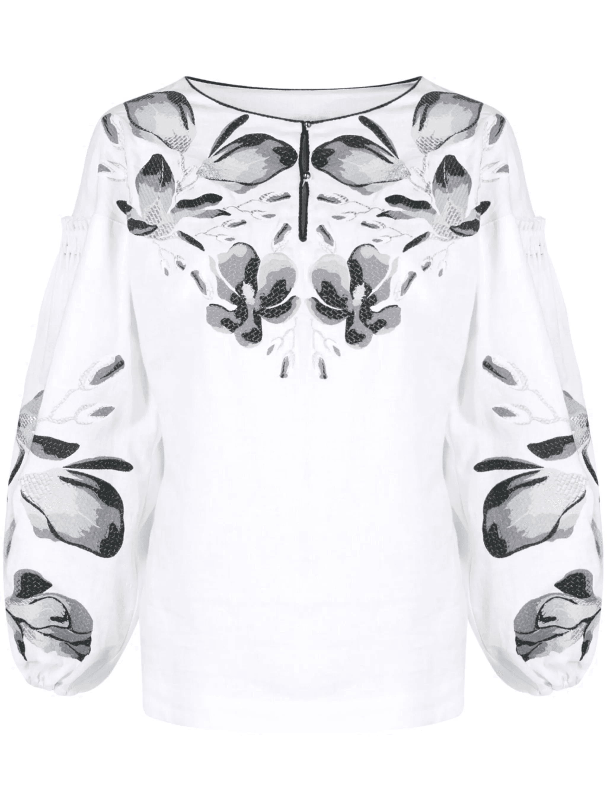 floral-embroidery long-sleeve blouse - Image 1